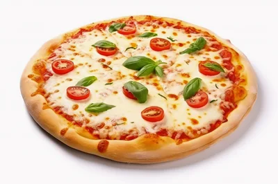 Fresh Margherita Pizza With Tomatoes And Basil Leaves