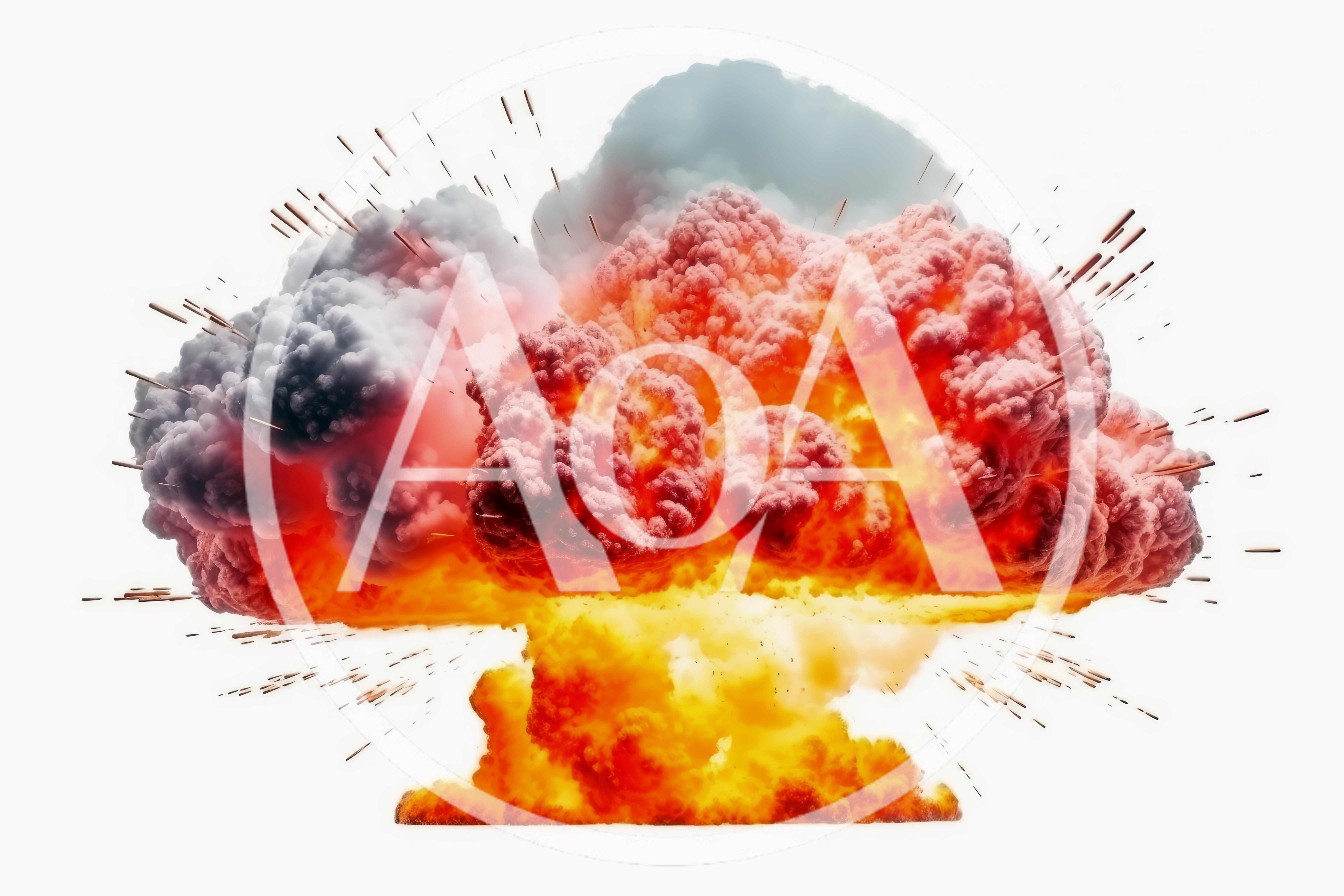 Massive Mushroom Cloud Explosion Isolated On White Background