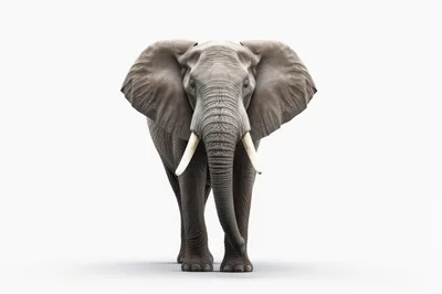 Majestic African Elephant Standing Against White Background