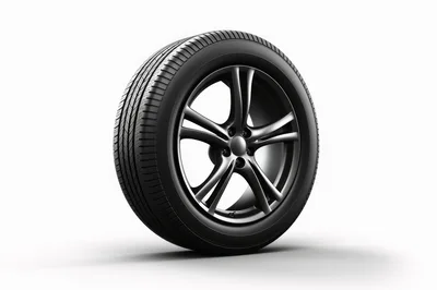 Black Alloy Wheel With Tire On White Background