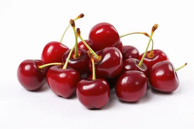 Fresh Ripe Red Cherries On White Background