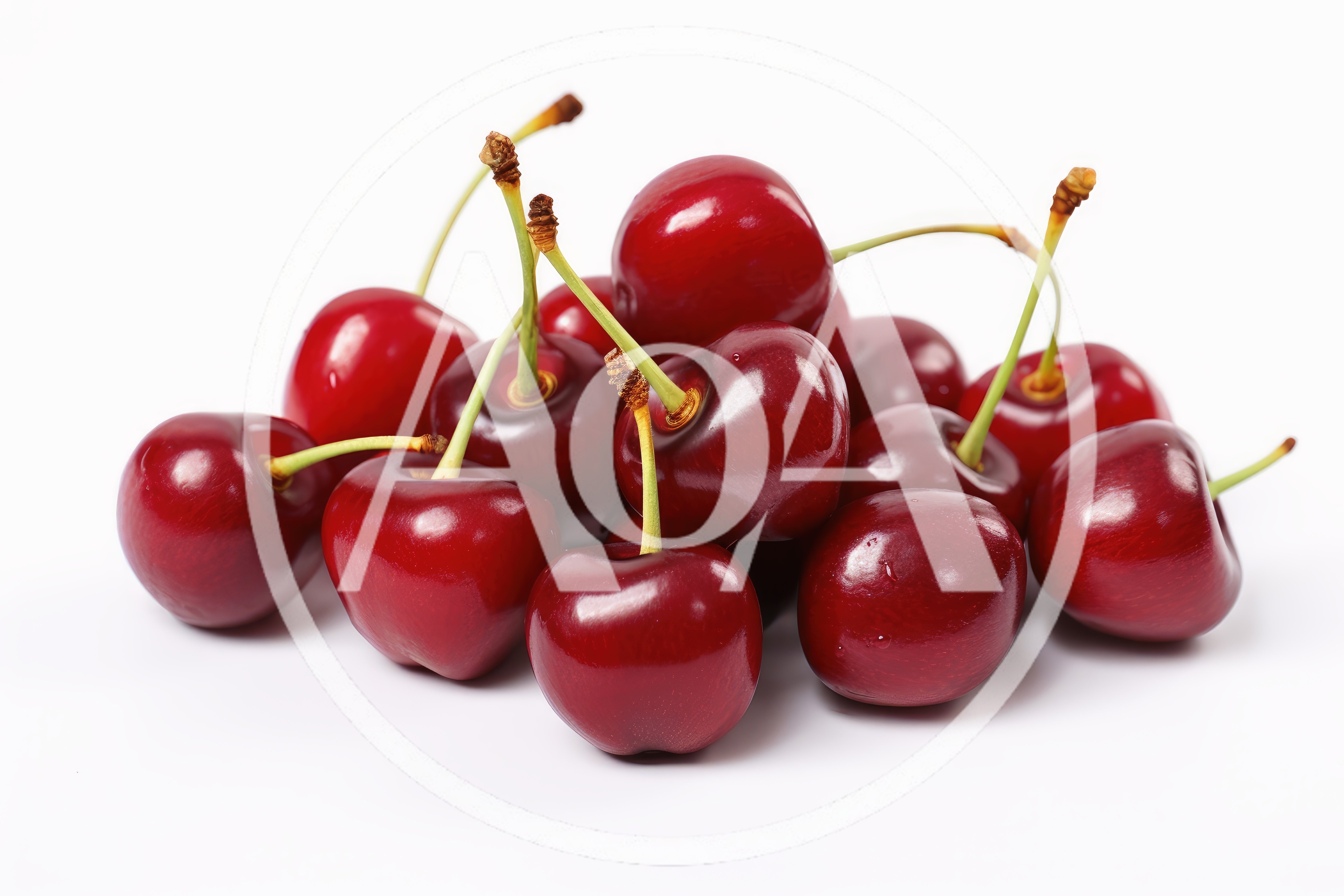 Fresh Ripe Red Cherries On White Background