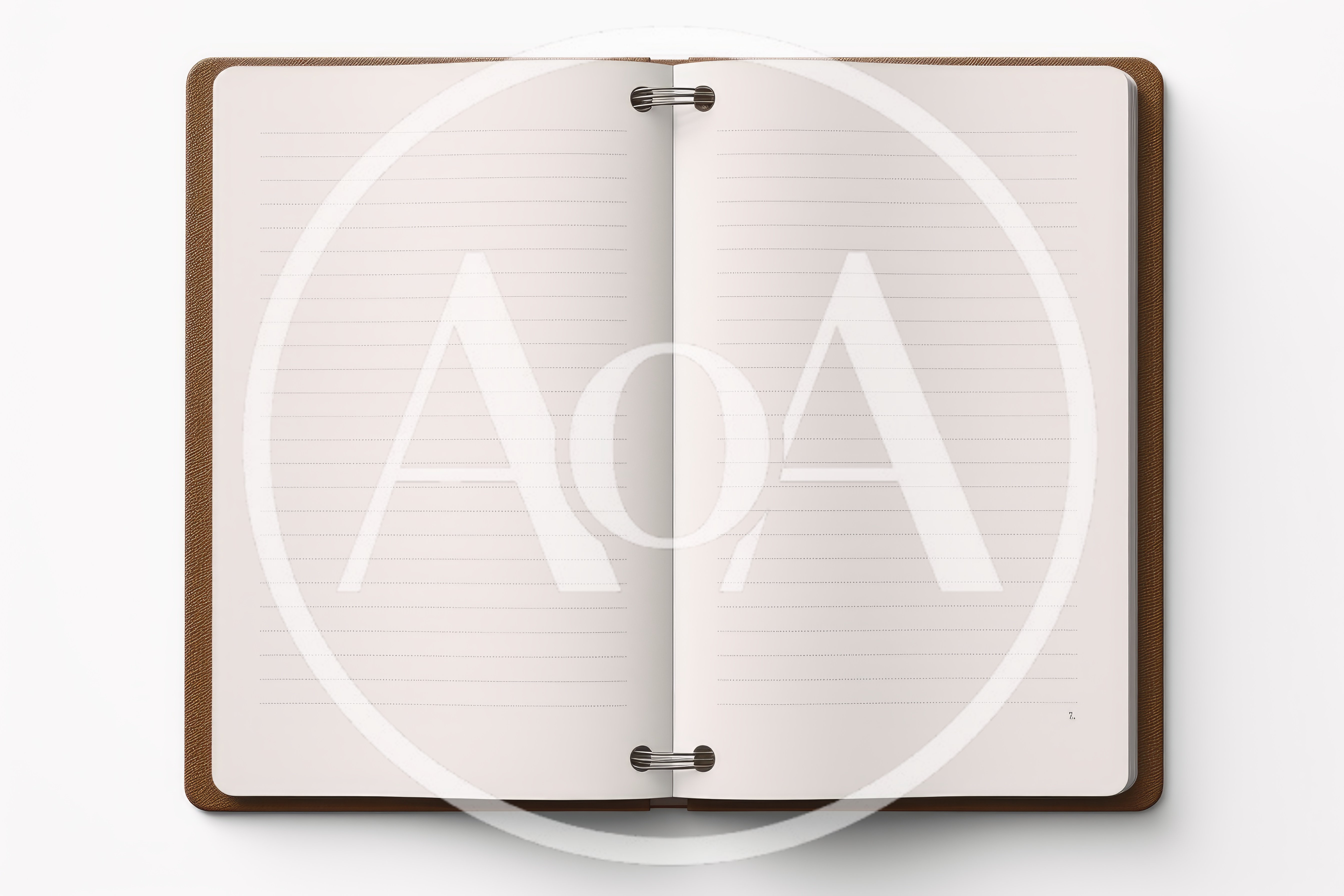 Open Brown Leather Notebook With Lined Pages