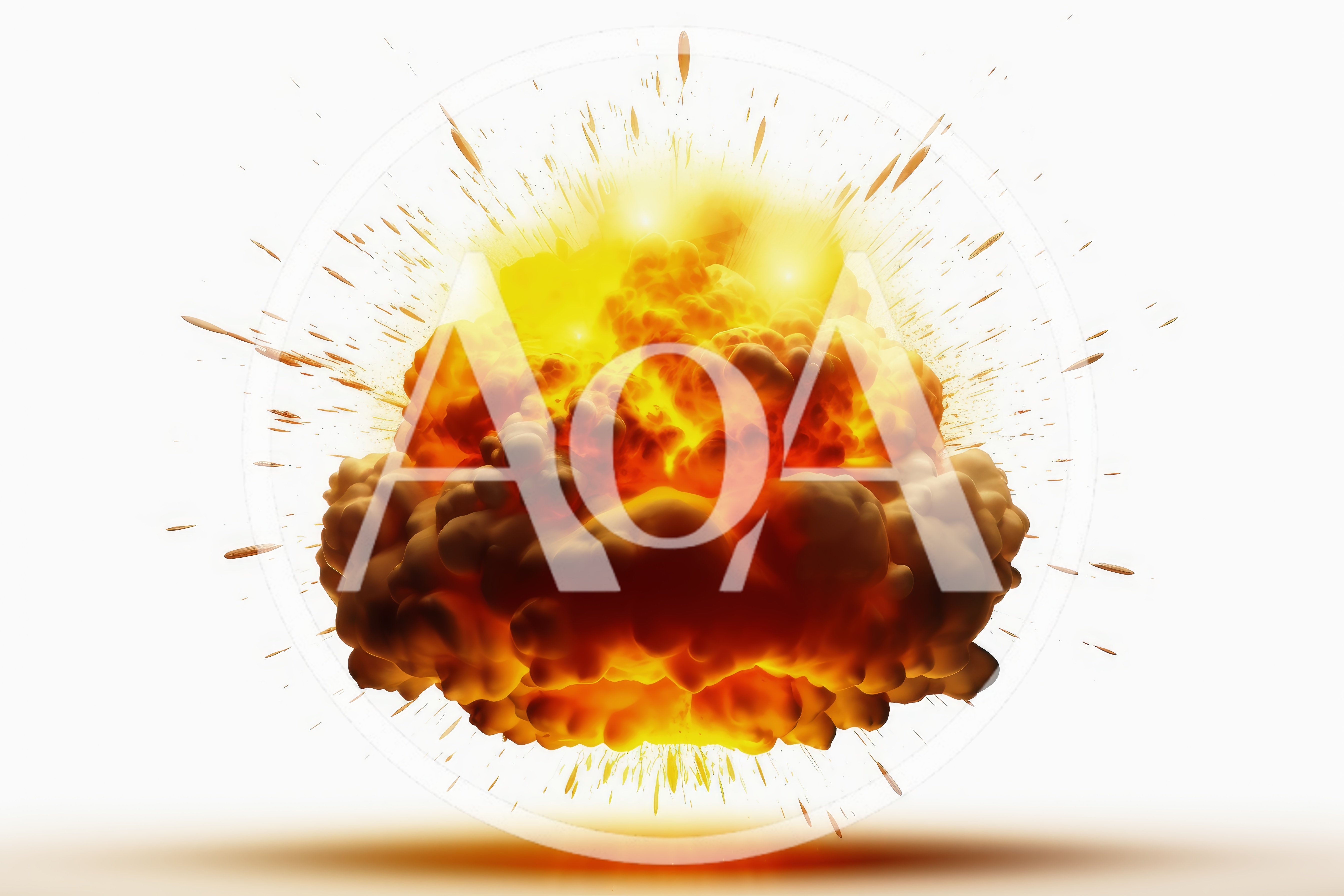 Large Fiery Explosion With Flying Debris
