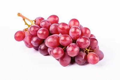 Fresh Red Grapes Cluster Isolated On White Background