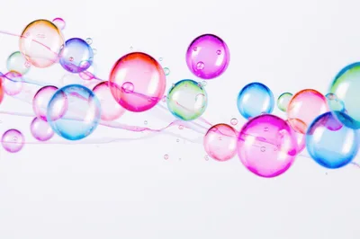 Abstract Floating Colorful Translucent Spheres