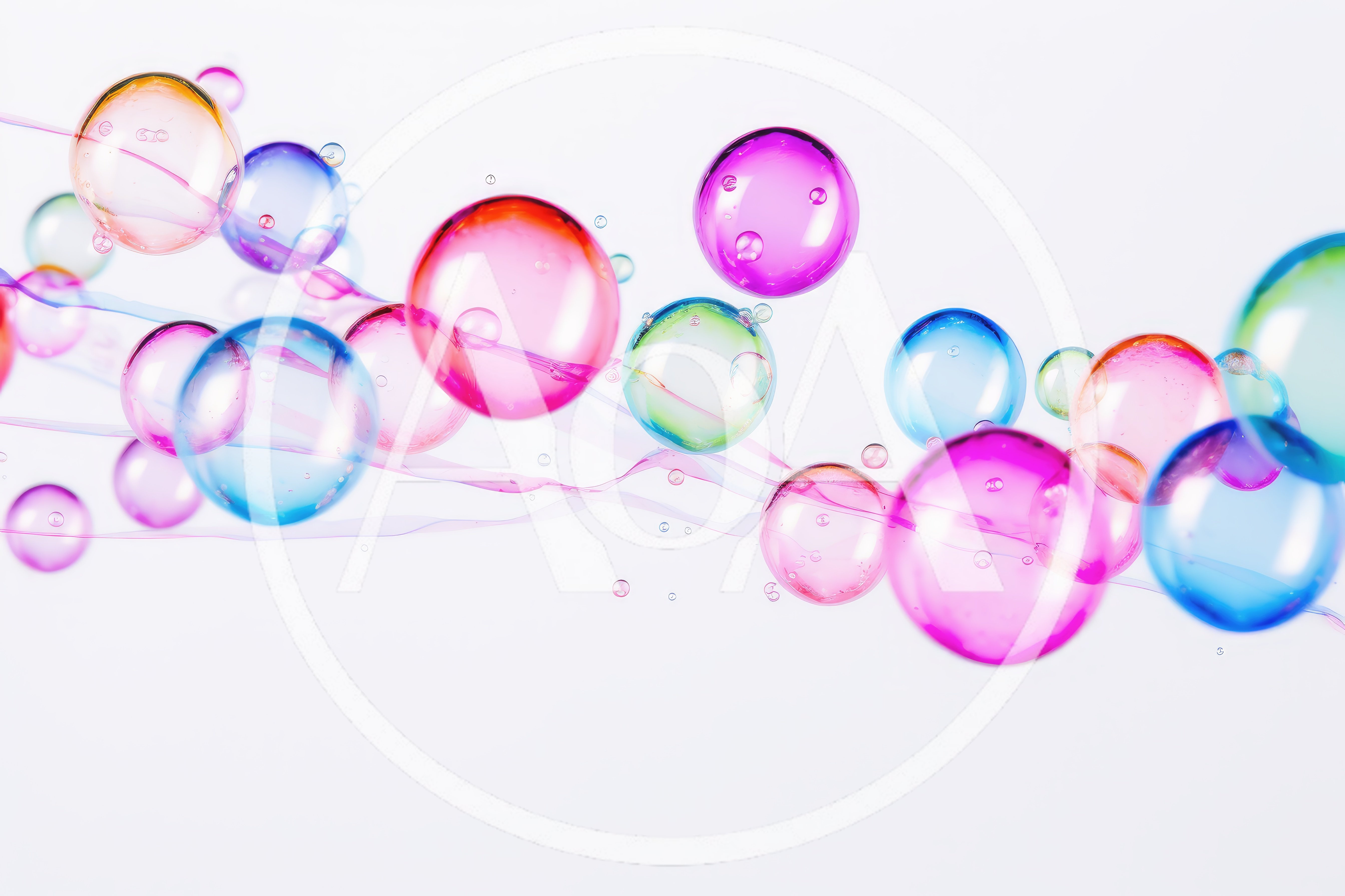 Abstract Floating Colorful Translucent Spheres