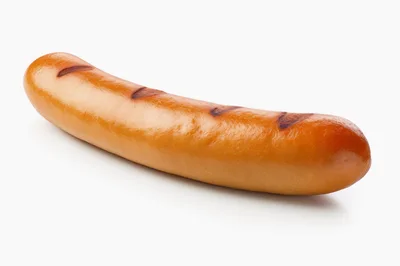 Single Grilled Sausage Isolated On White Background