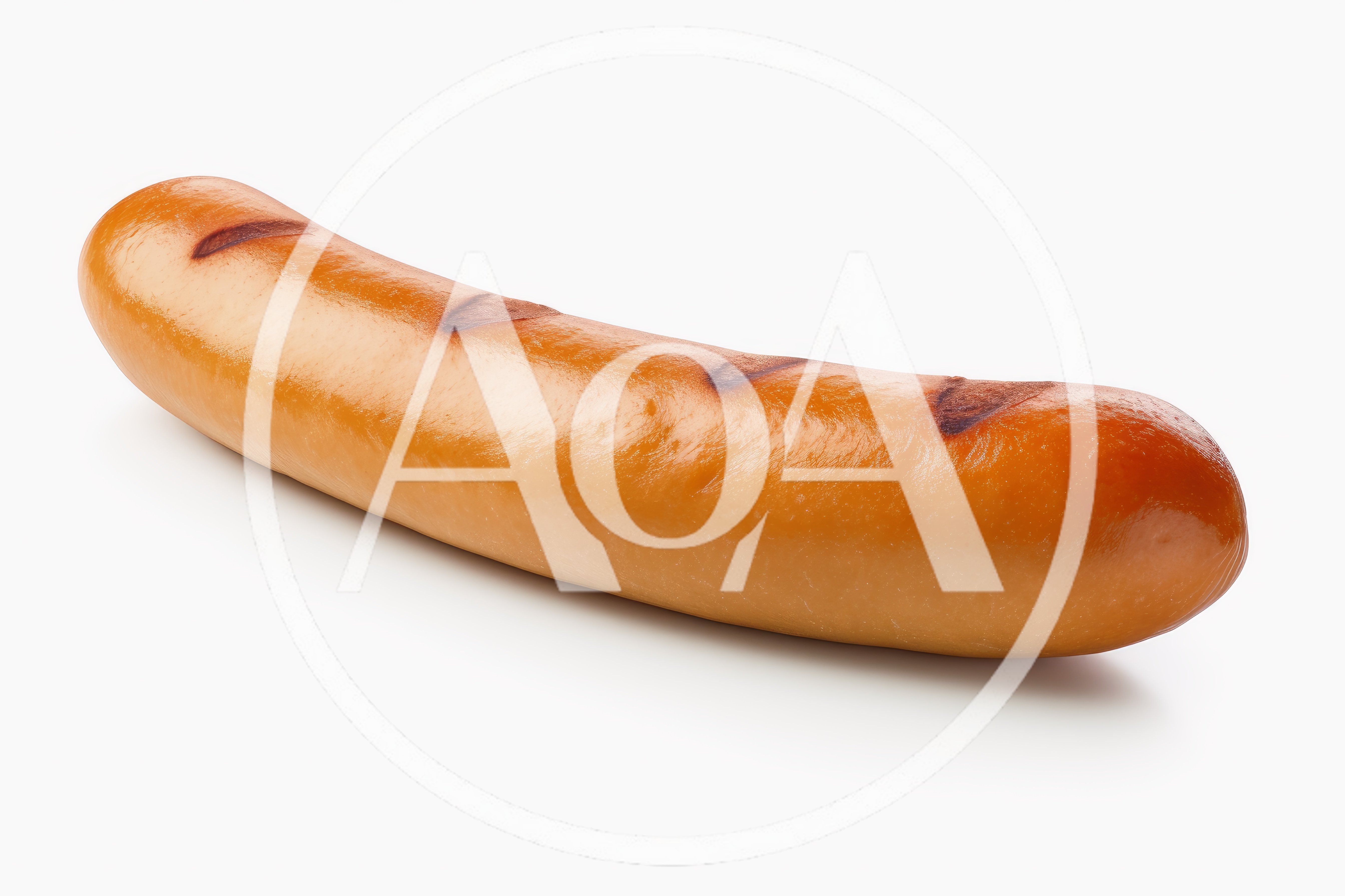 Single Grilled Sausage Isolated On White Background