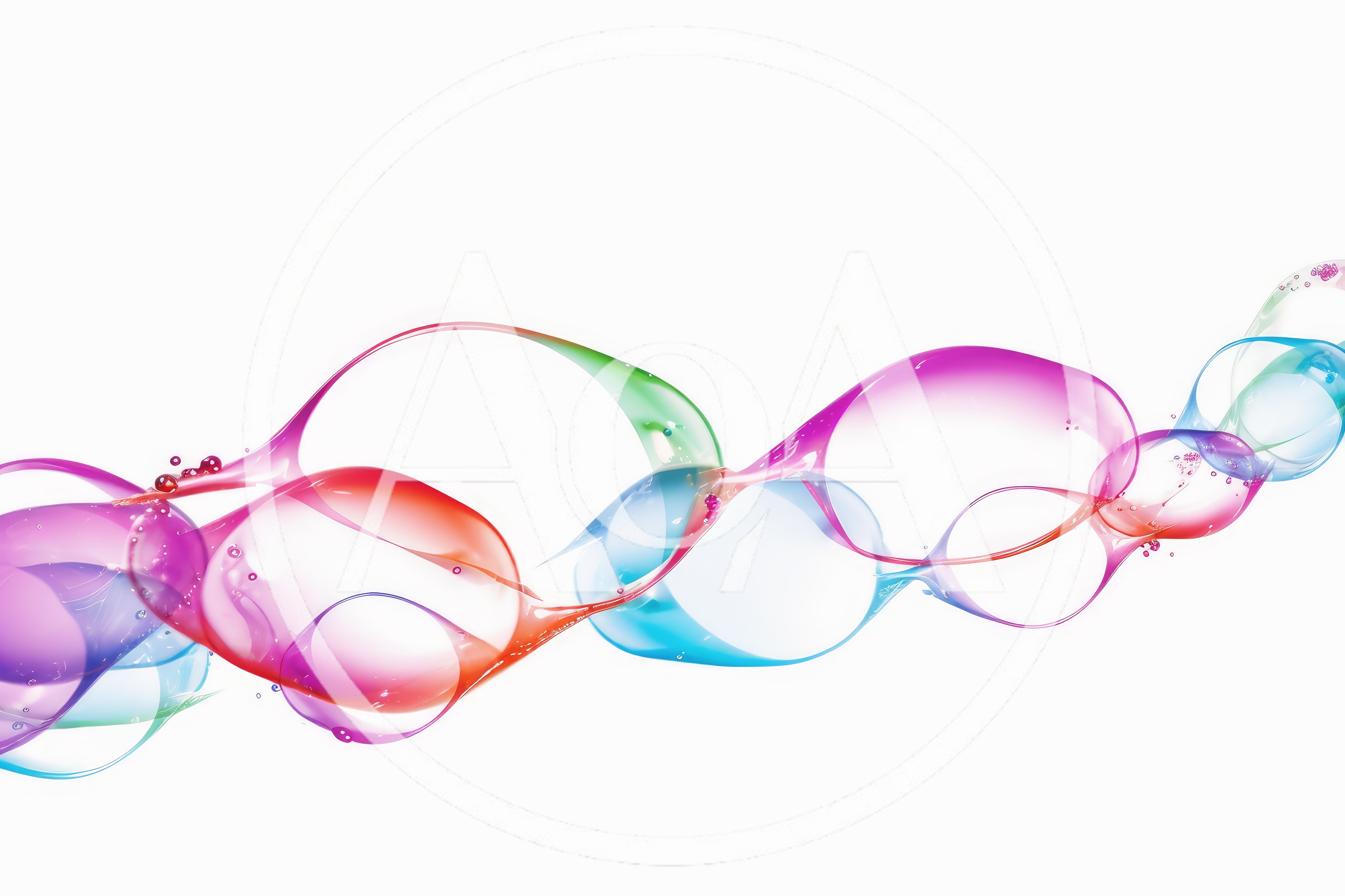 Abstract Colorful Liquid Swirls on White Background