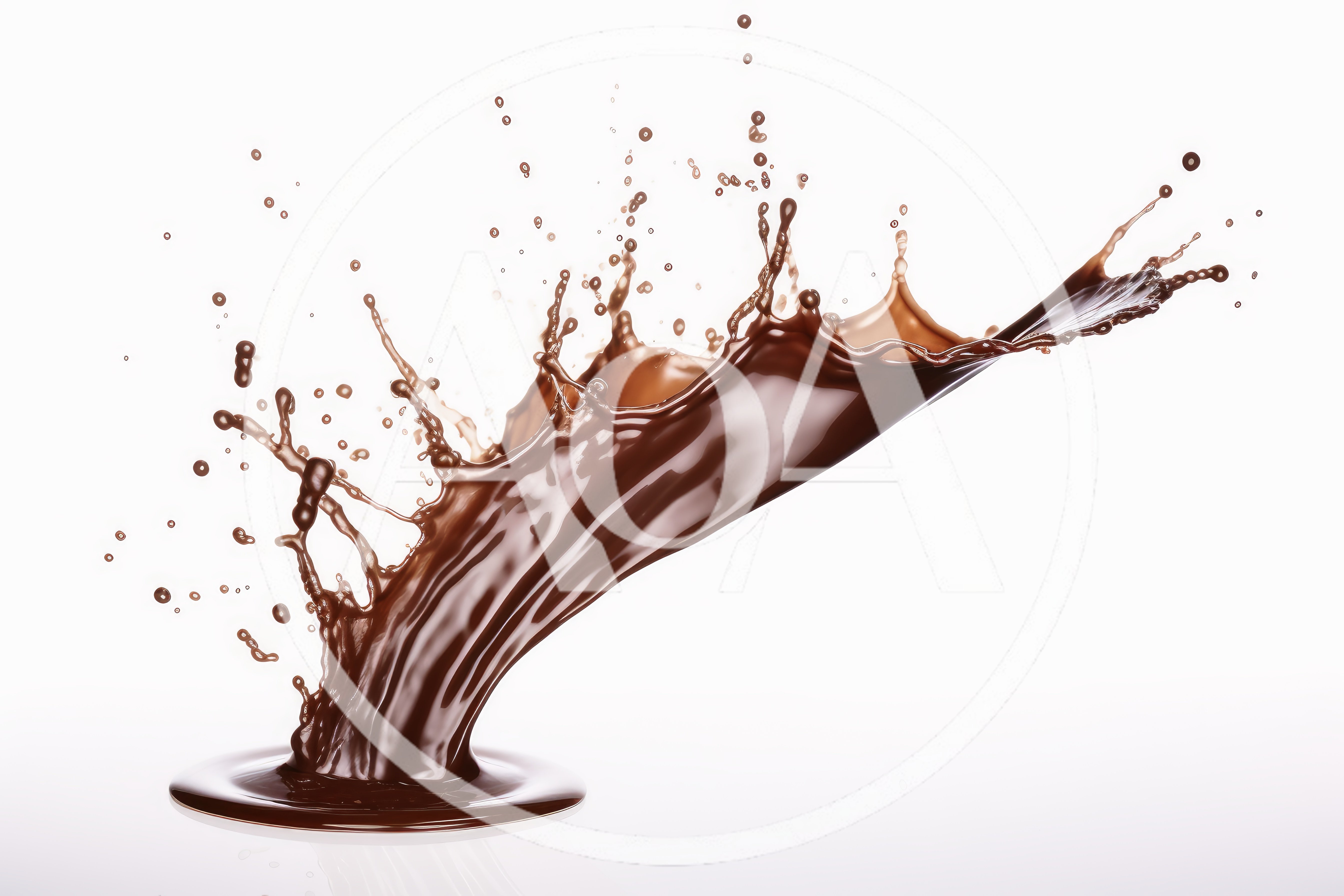Dynamic Chocolate Splash Isolated On White Background