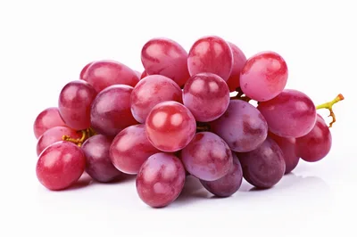Fresh Red Grapes Cluster Isolated On White Background