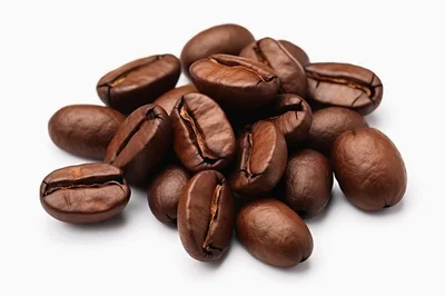 Roasted Coffee Beans Pile Isolated on White Background