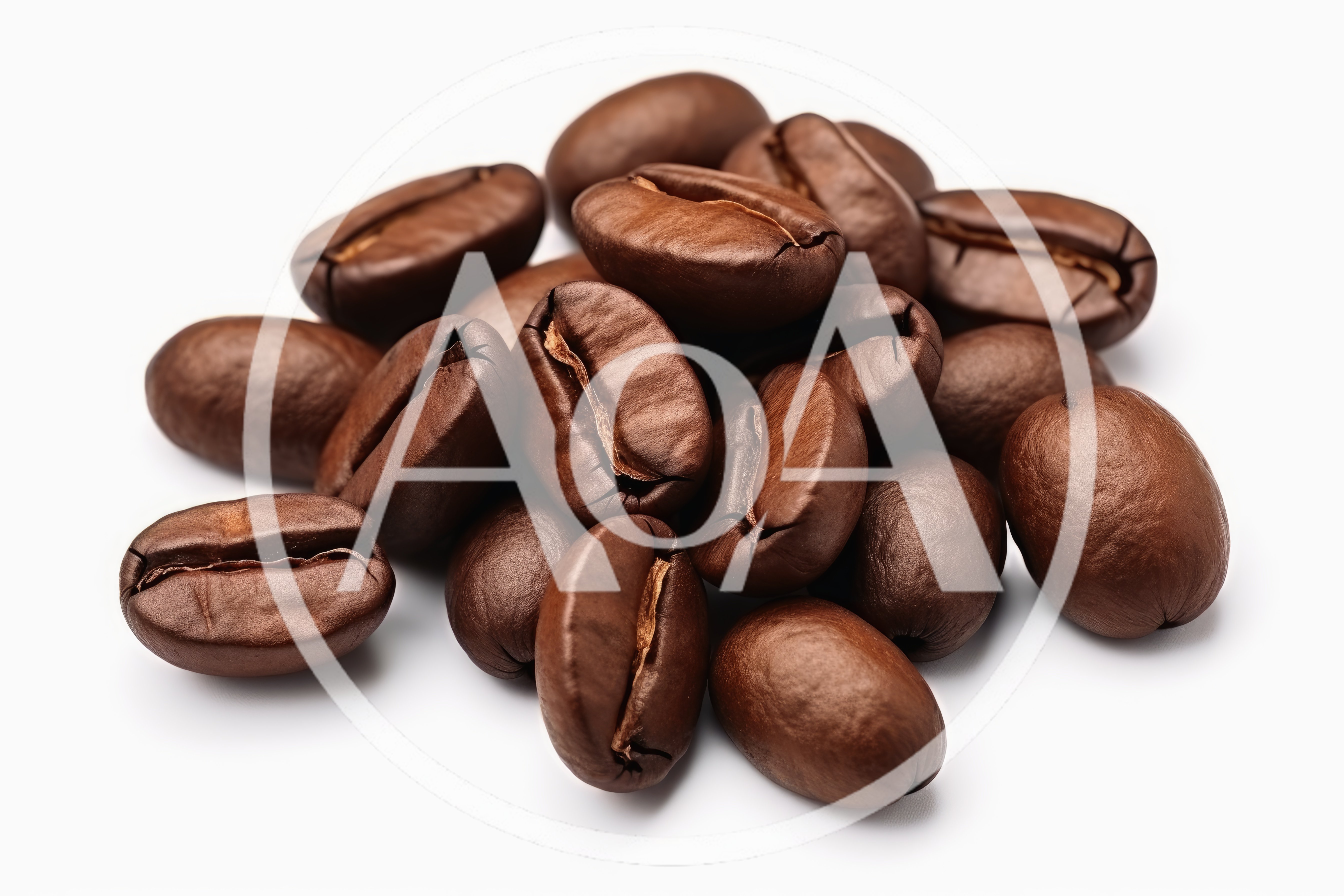 Roasted Coffee Beans Pile Isolated on White Background