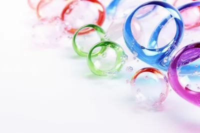 Abstract Colorful Glass Rings With Floating Bubbles