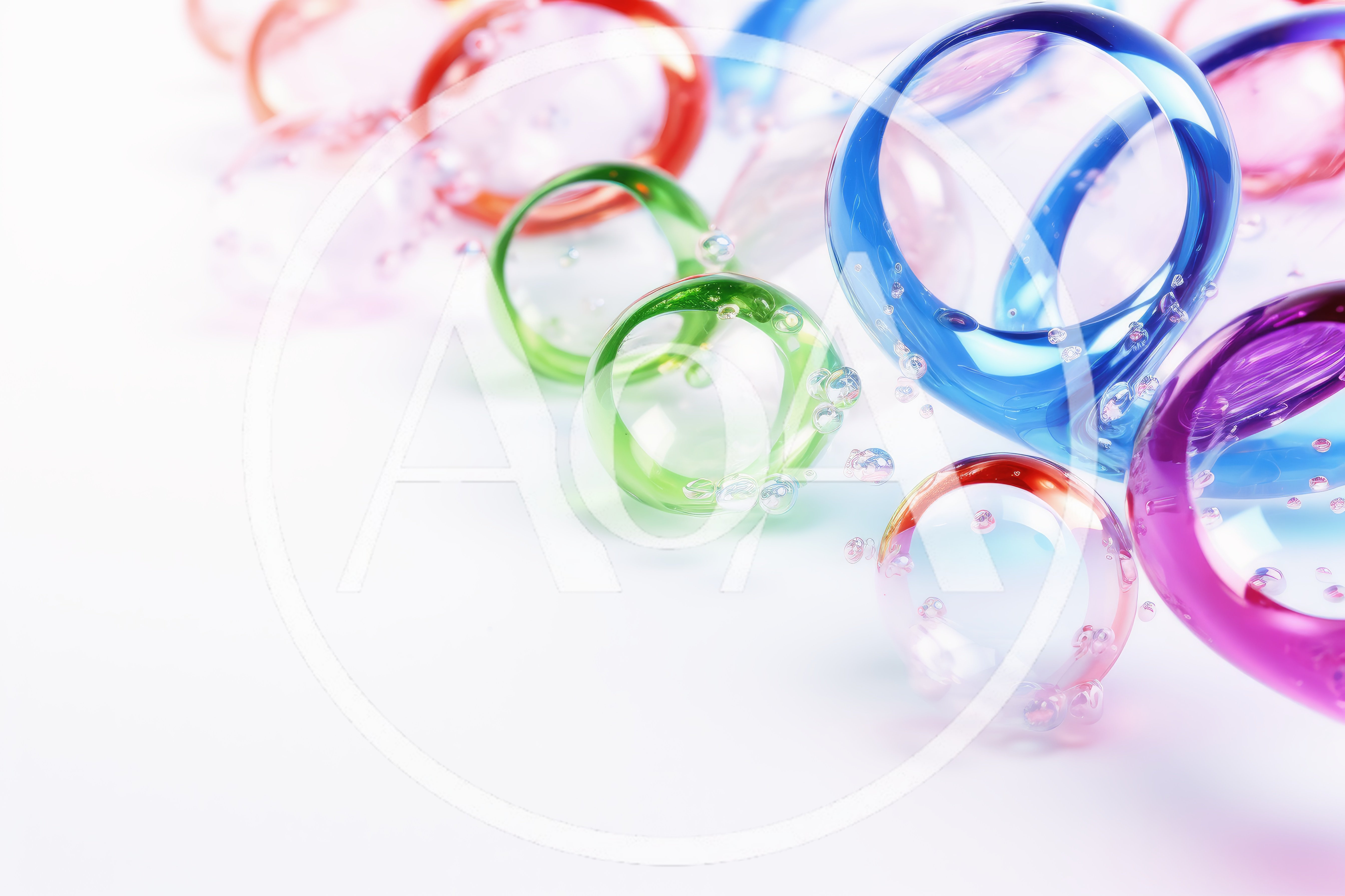 Abstract Colorful Glass Rings With Floating Bubbles