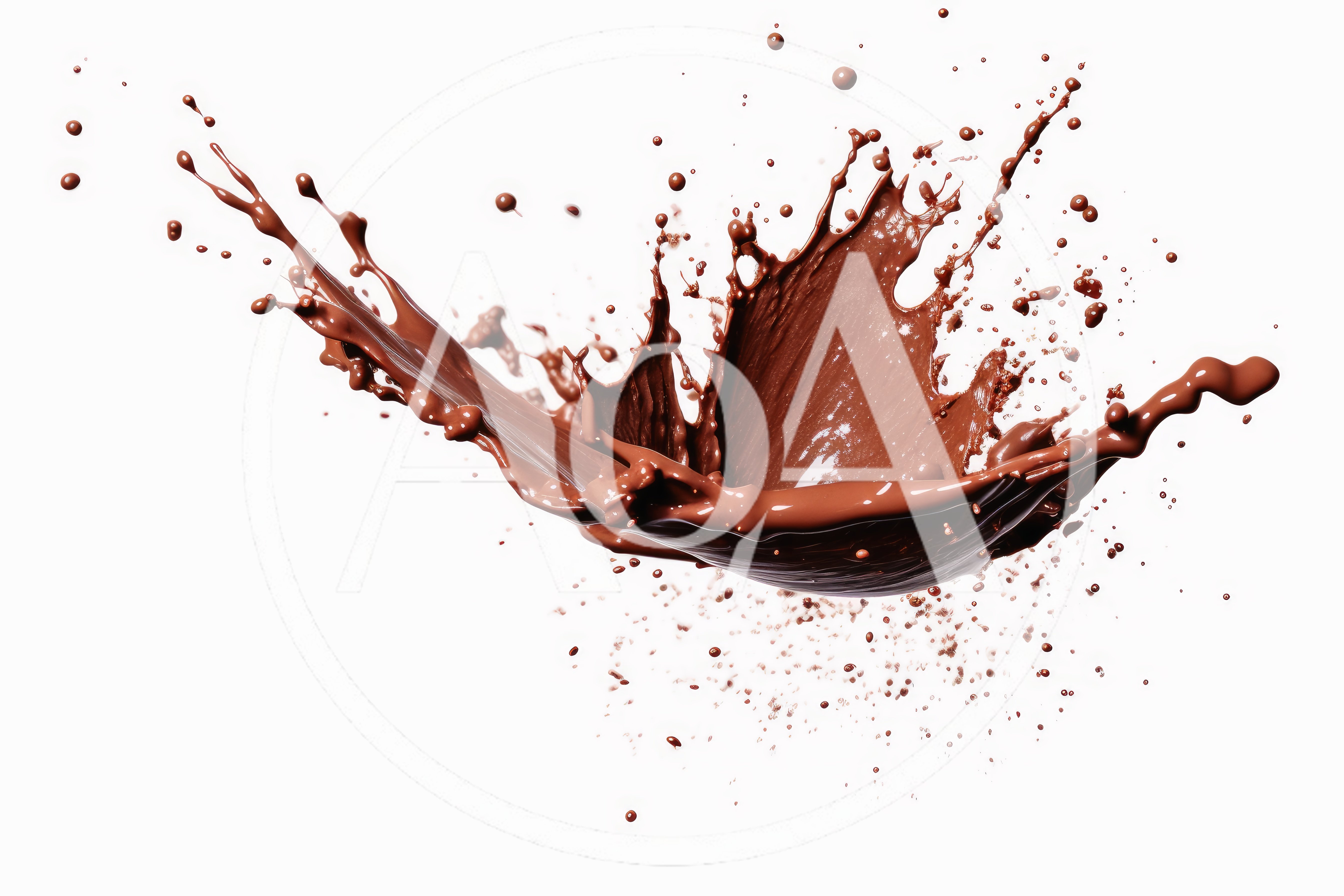 Dynamic Chocolate Splash Isolated On White Background