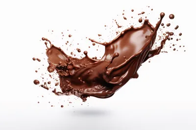 Dynamic Liquid Chocolate Splash Isolated On White Background