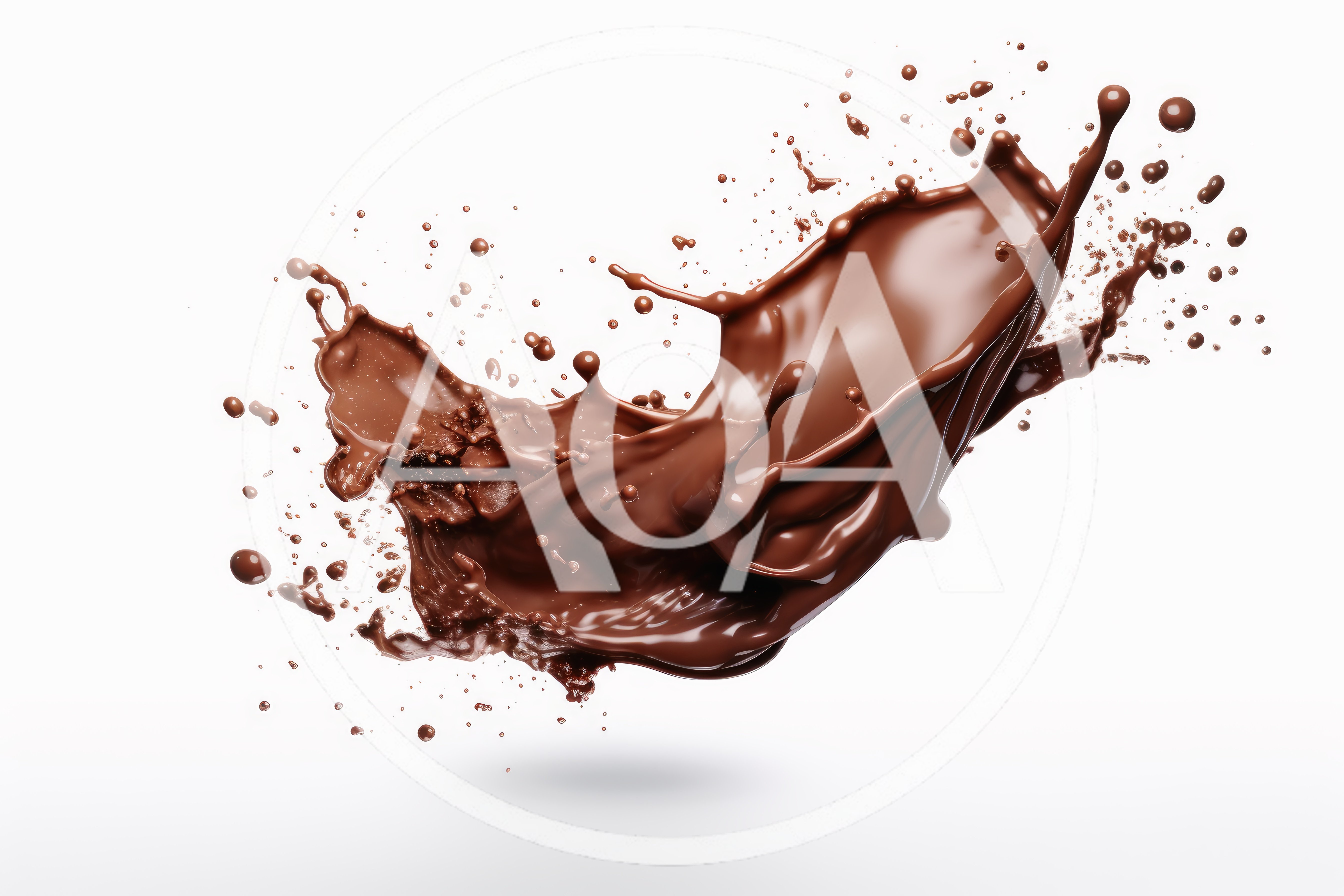 Dynamic Liquid Chocolate Splash Isolated On White Background