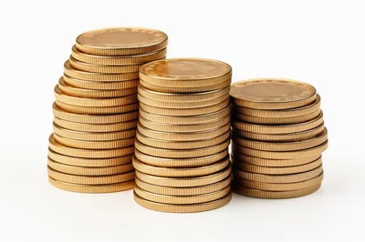 Three Stacks Of Shiny Gold Coins