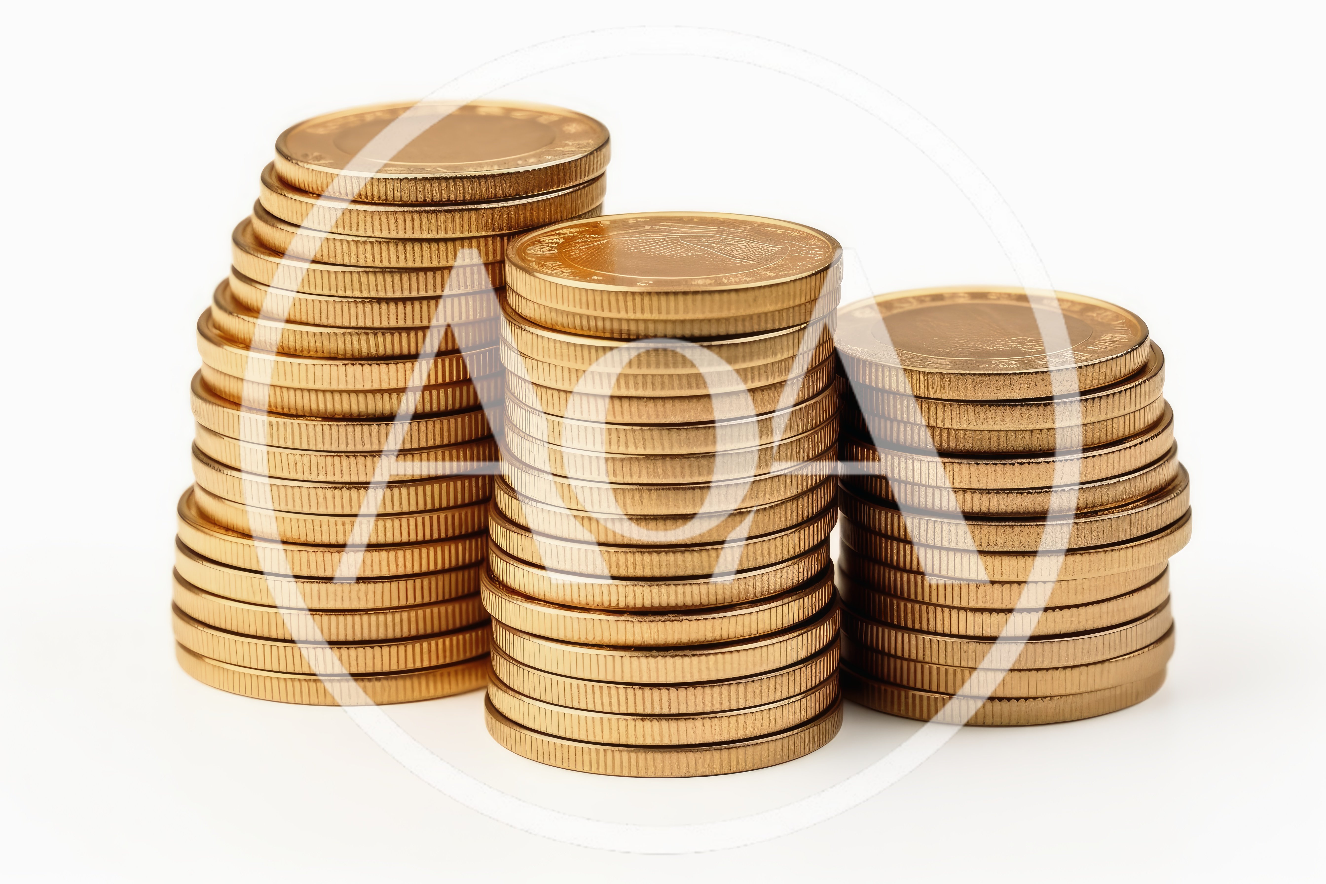 Three Stacks Of Shiny Gold Coins
