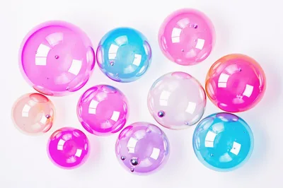 Colorful Translucent Spheres On White Background