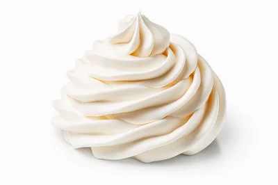 Swirl Of Fresh Whipped Cream On White Background
