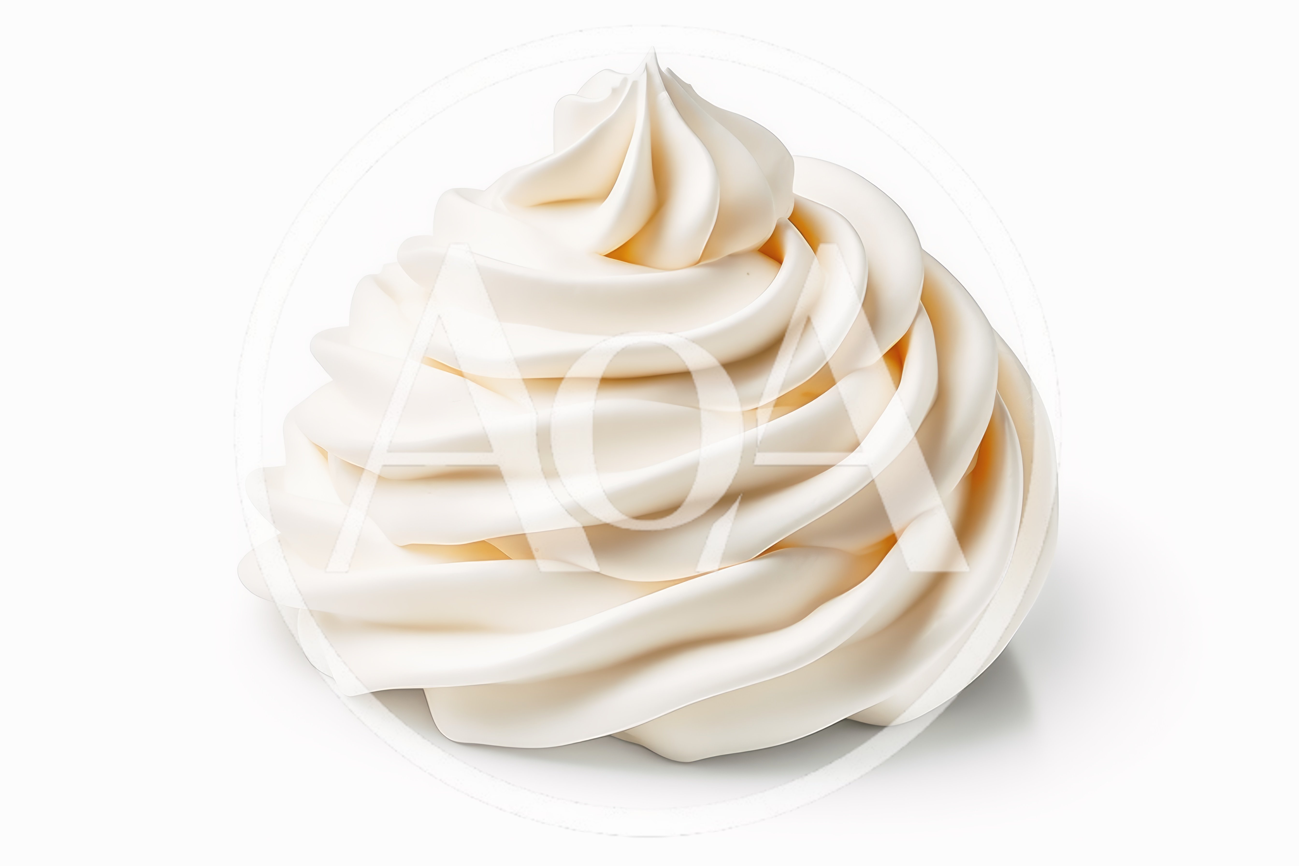 Swirl Of Fresh Whipped Cream On White Background