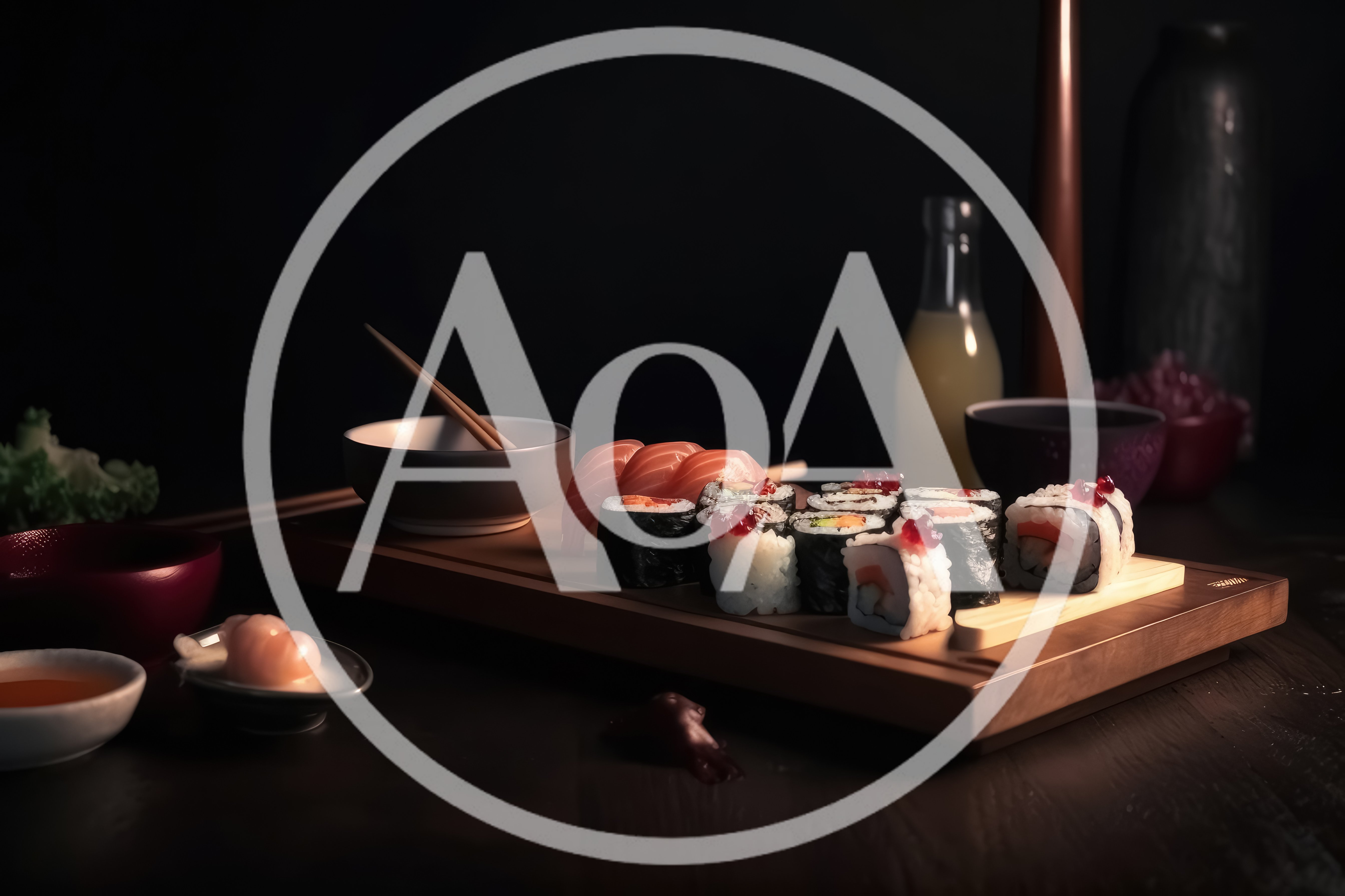 Assorted Sushi Platter Served On A Wooden Board