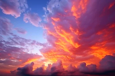 Vibrant Sunset Sky With Dramatic Clouds