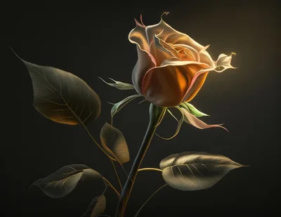 Elegant Golden Rose Flower Against Dark Background