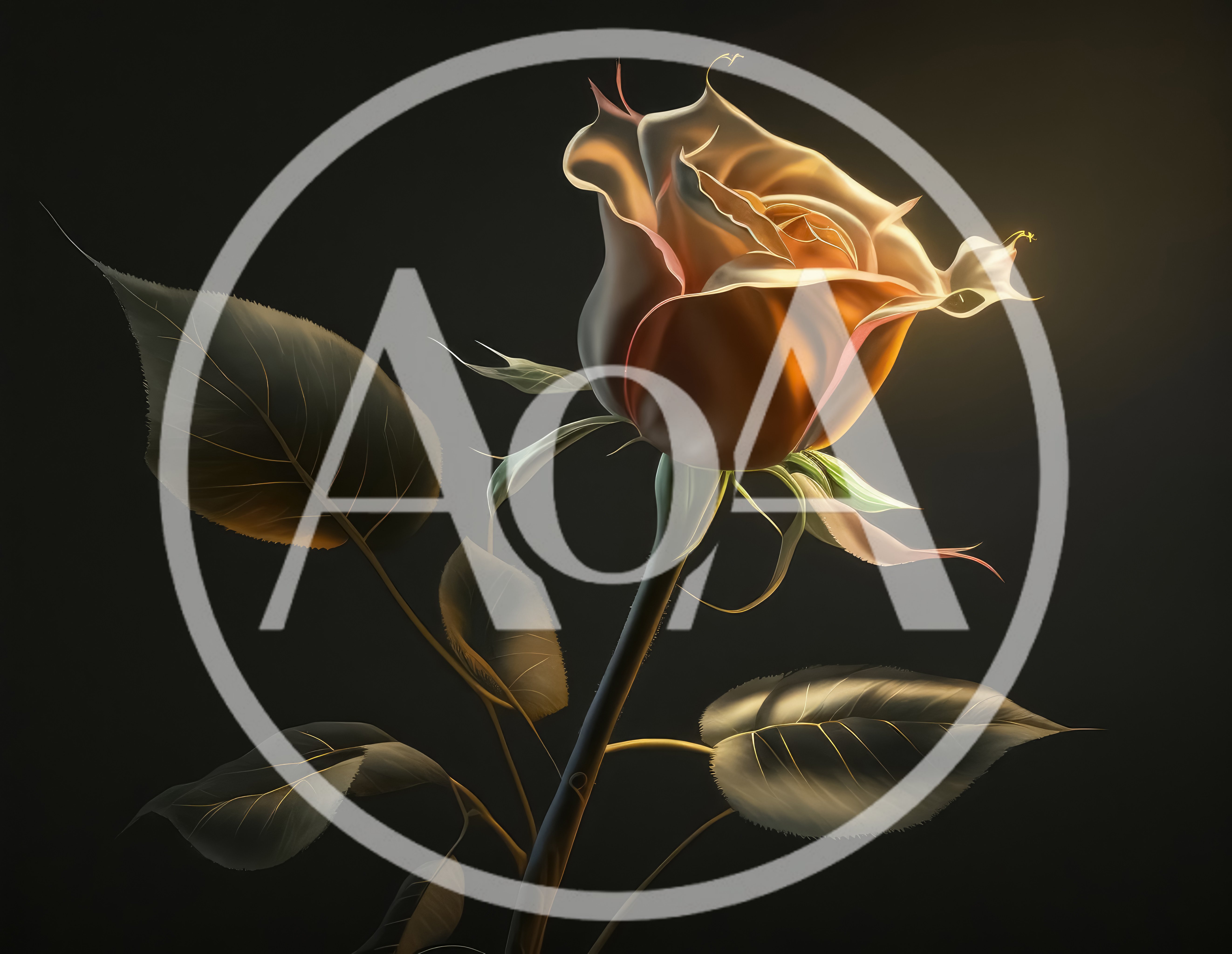 Elegant Golden Rose Flower Against Dark Background