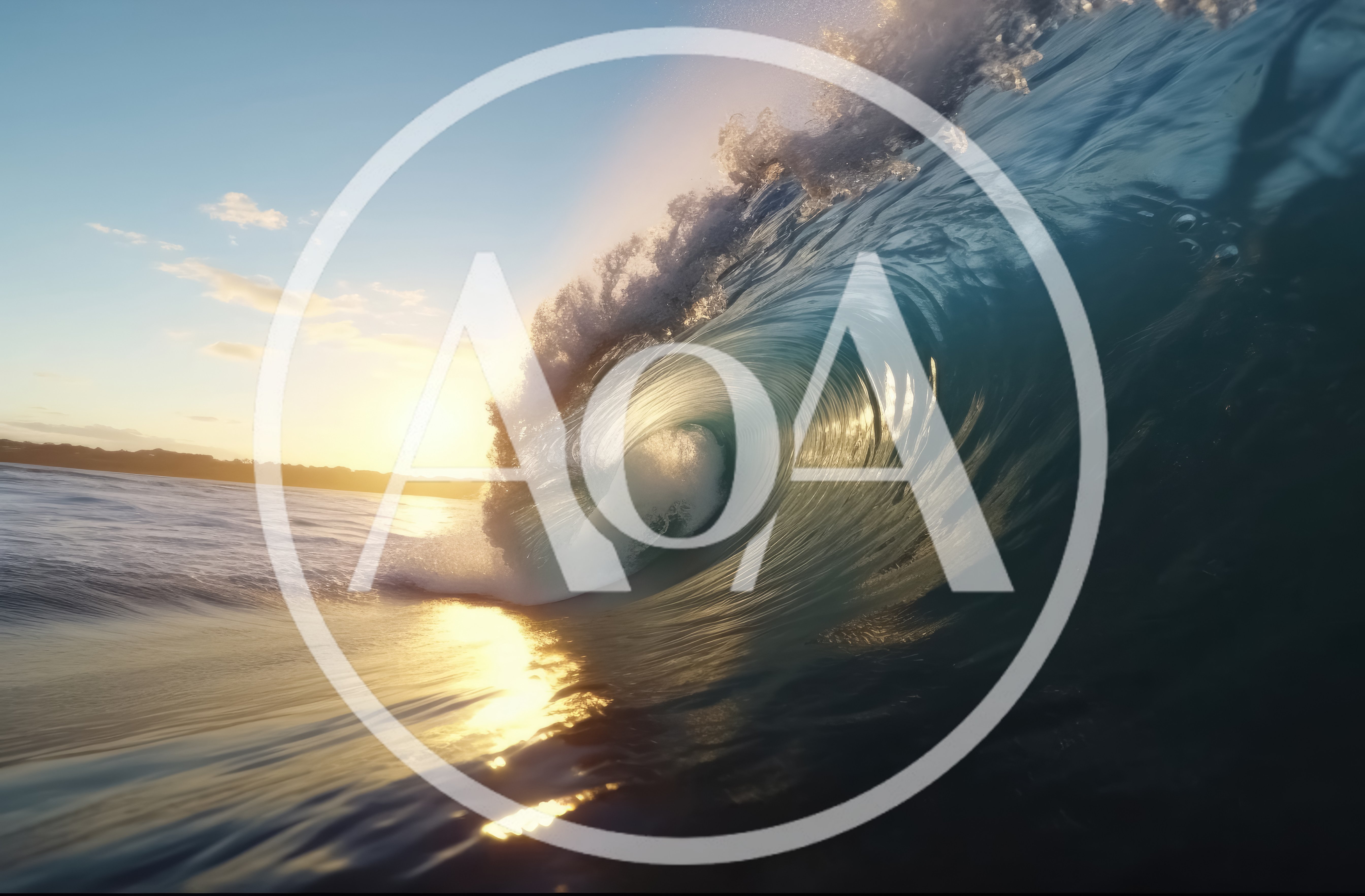 Ocean Wave Breaking At Sunset