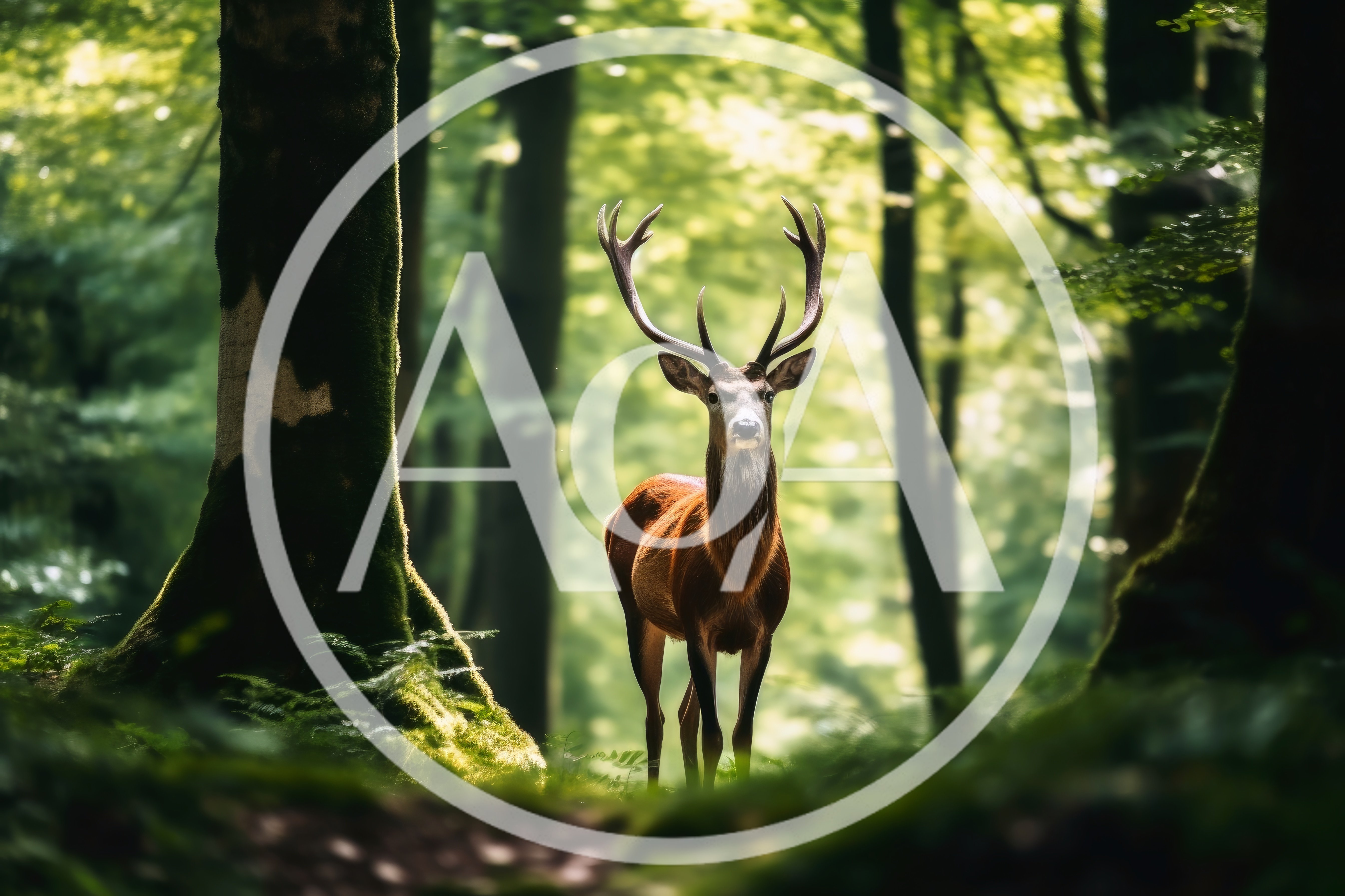 Majestic Red Deer Stag Standing In Lush Forest