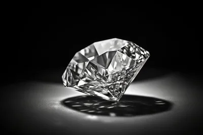 Brilliant Cut Diamond Resting On A Reflective Surface