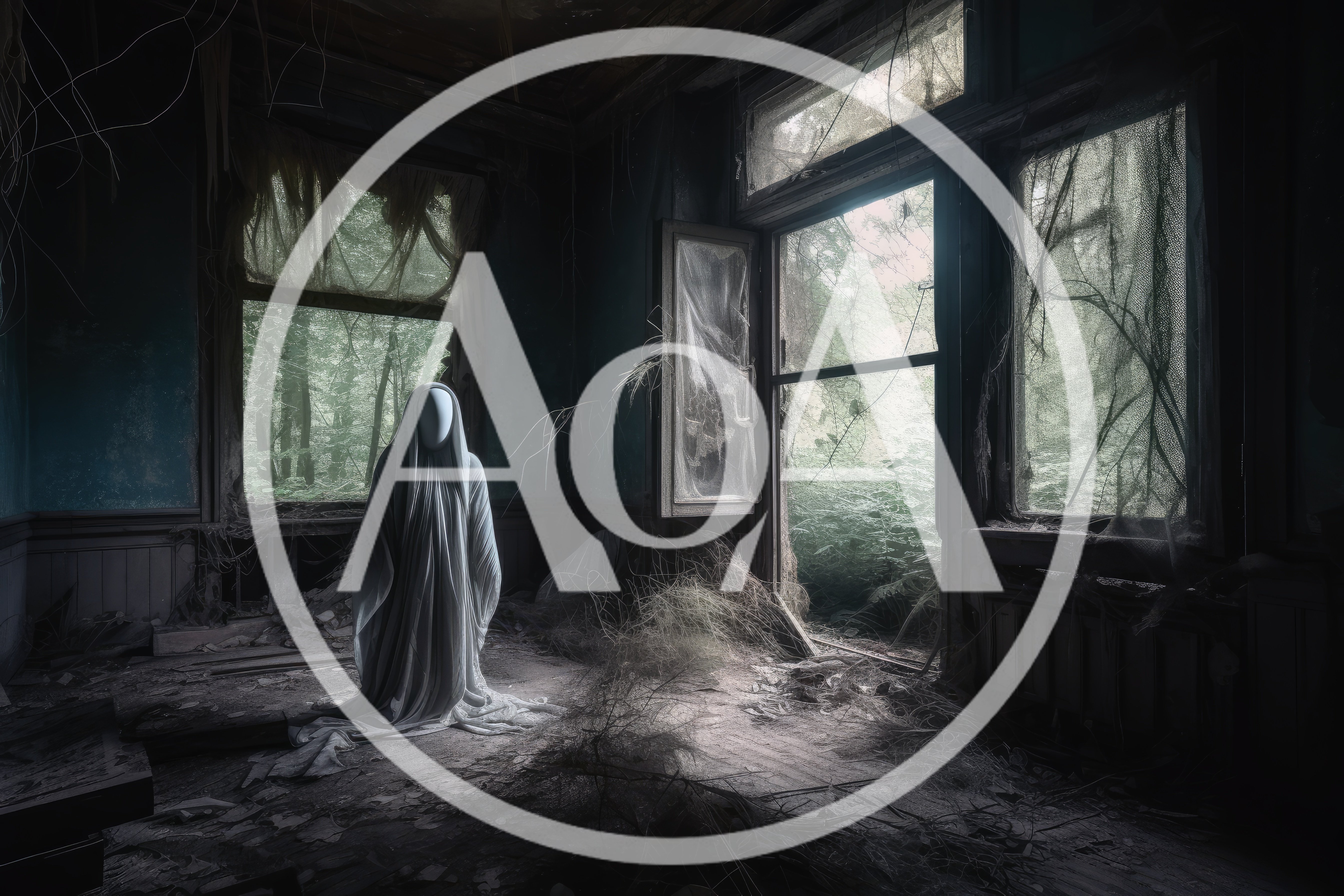 Ghostly Figure Standing In An Abandoned Dilapidated Room