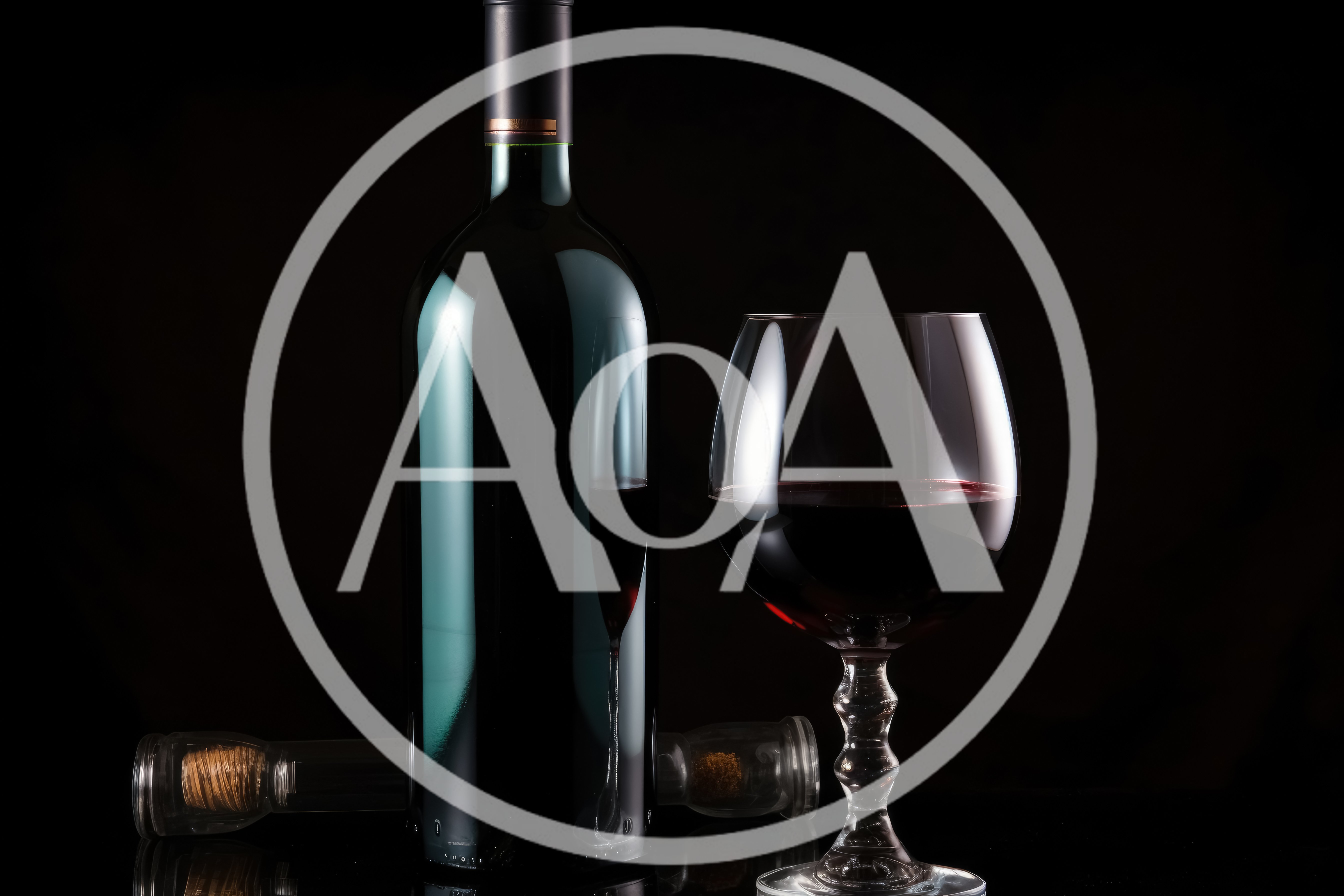 Wine Bottle And Glass On Black Background