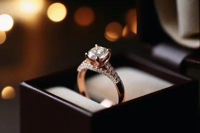 Rose Gold Diamond Engagement Ring in Jewelry Box