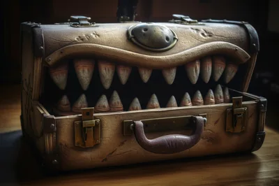 Mimic Monster Suitcase With Sharp Teeth