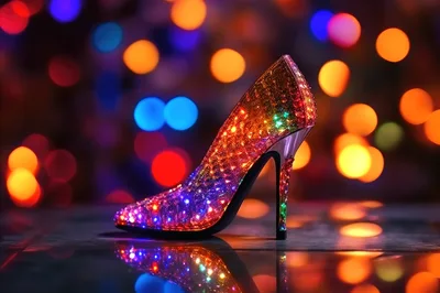 Sparkling Glitter High Heel Shoe With Bokeh Lights
