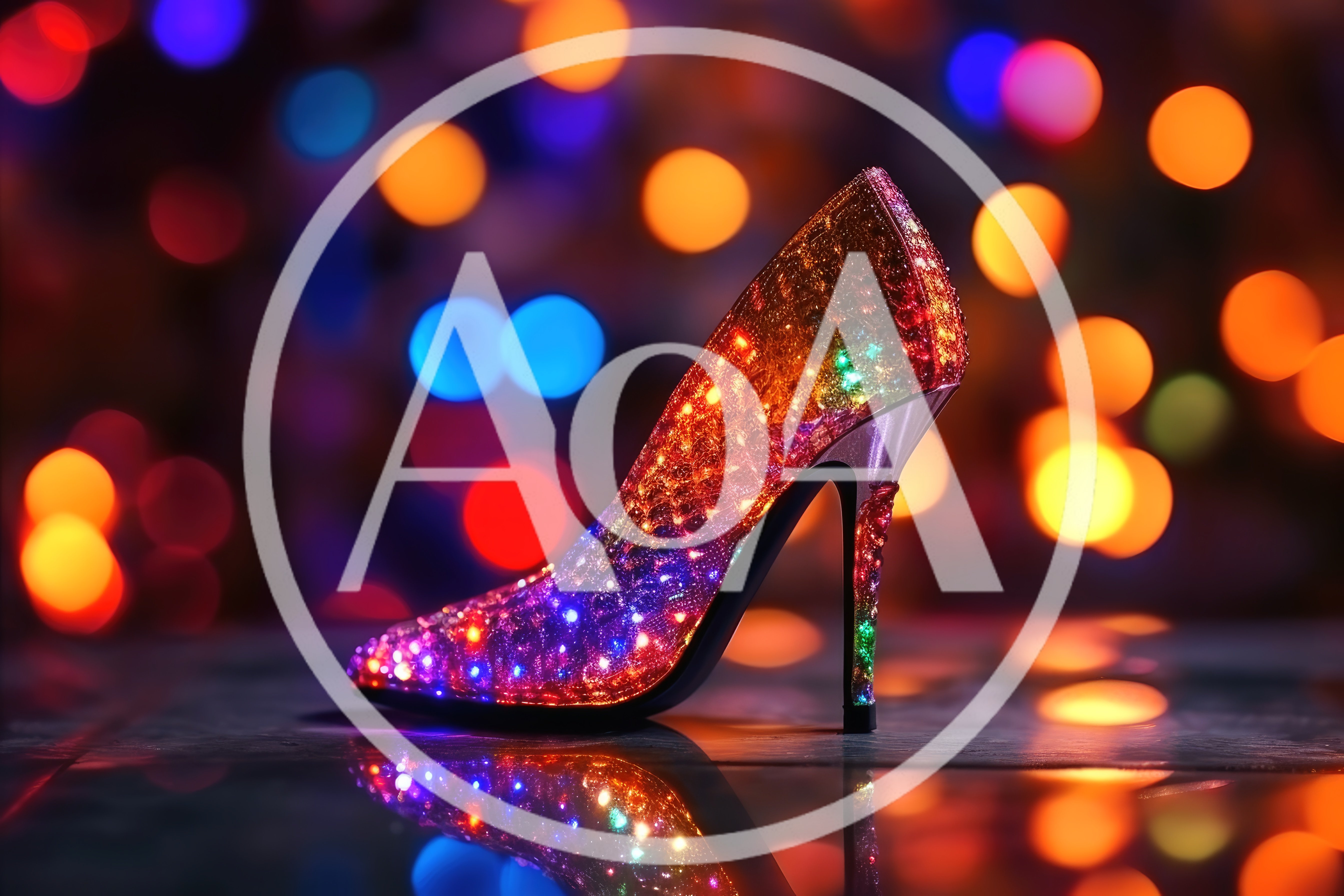 Sparkling Glitter High Heel Shoe With Bokeh Lights
