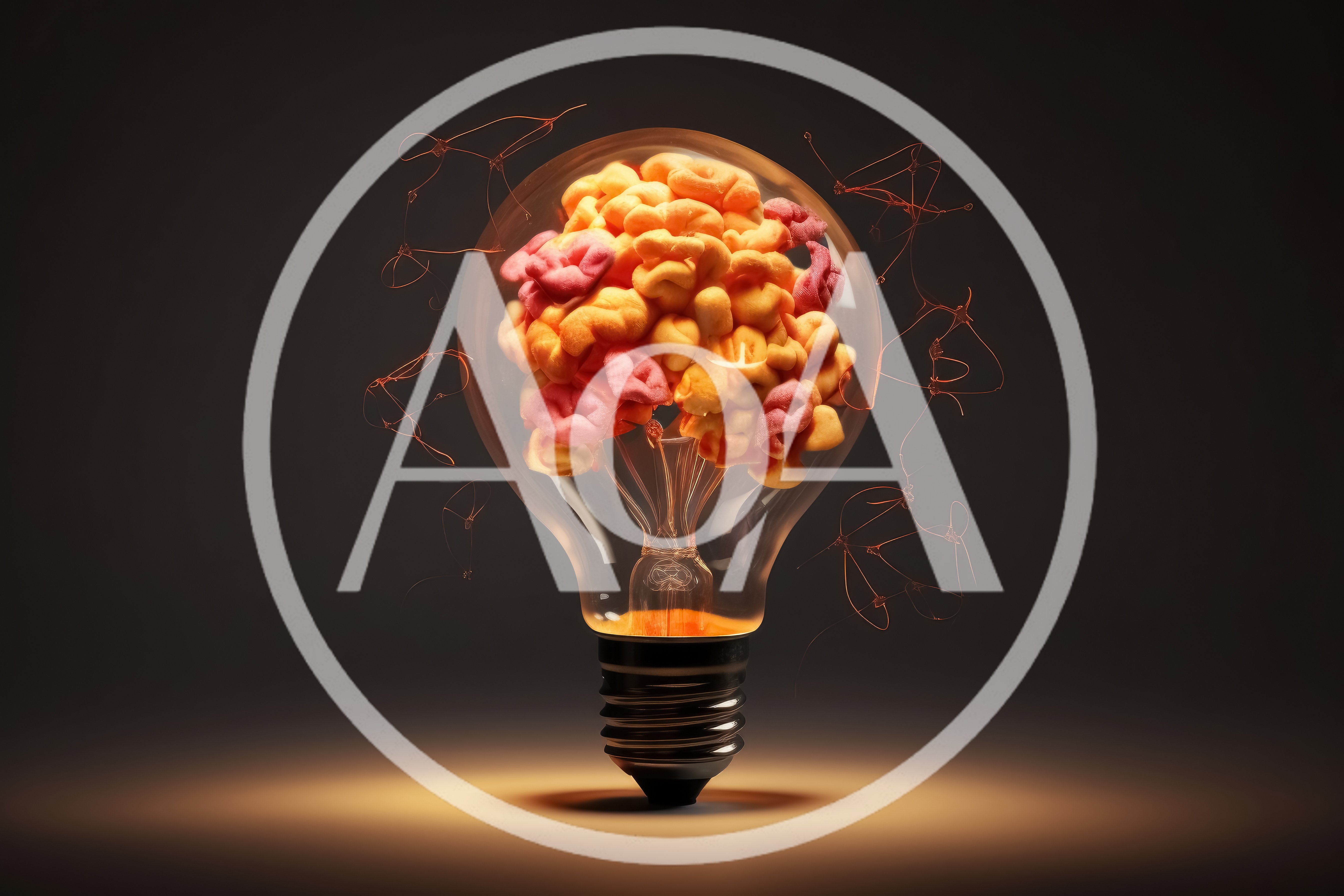 Human Brain Inside A Glowing Light Bulb