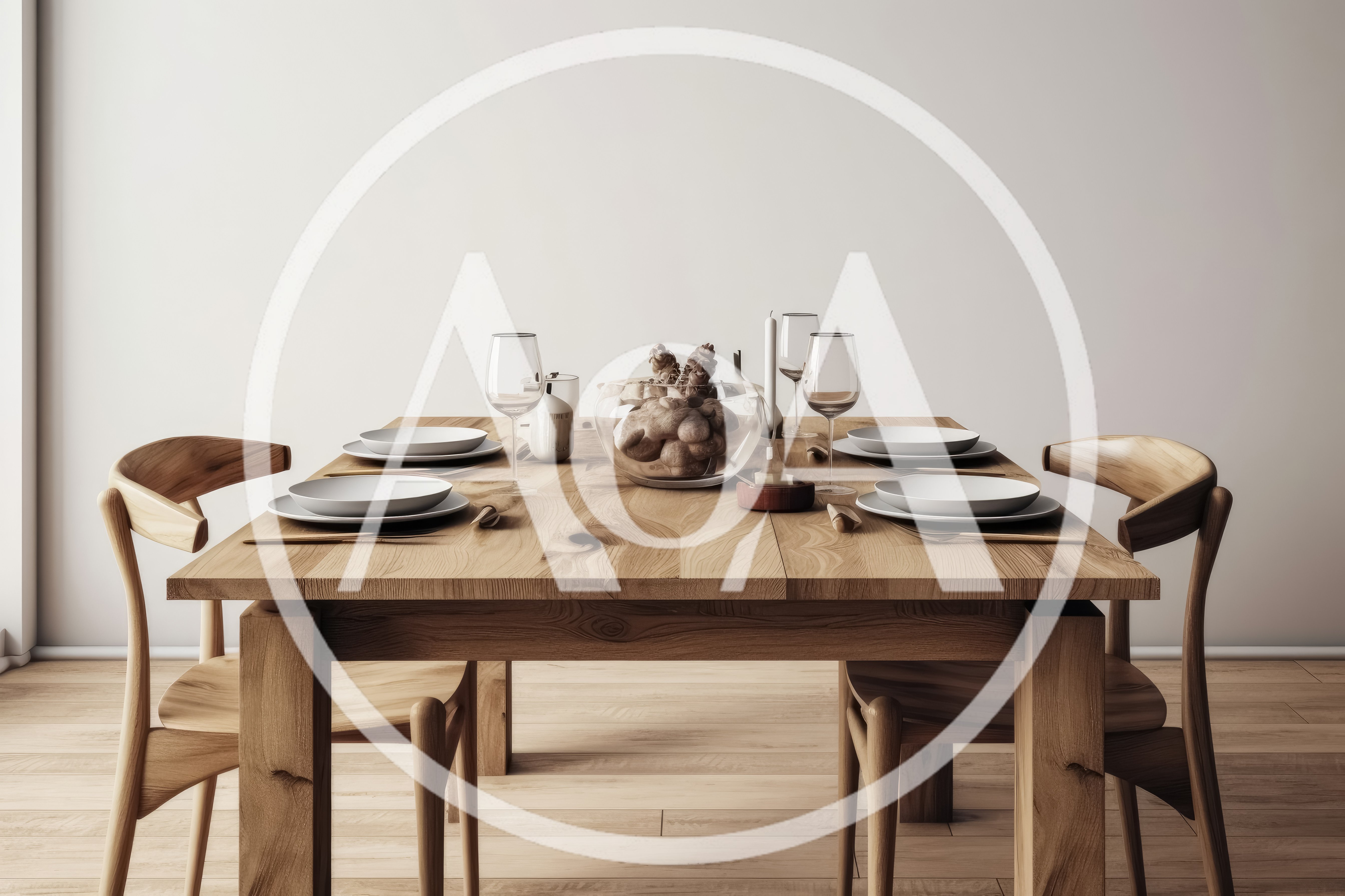 Minimalist Wooden Dining Table Set For Four