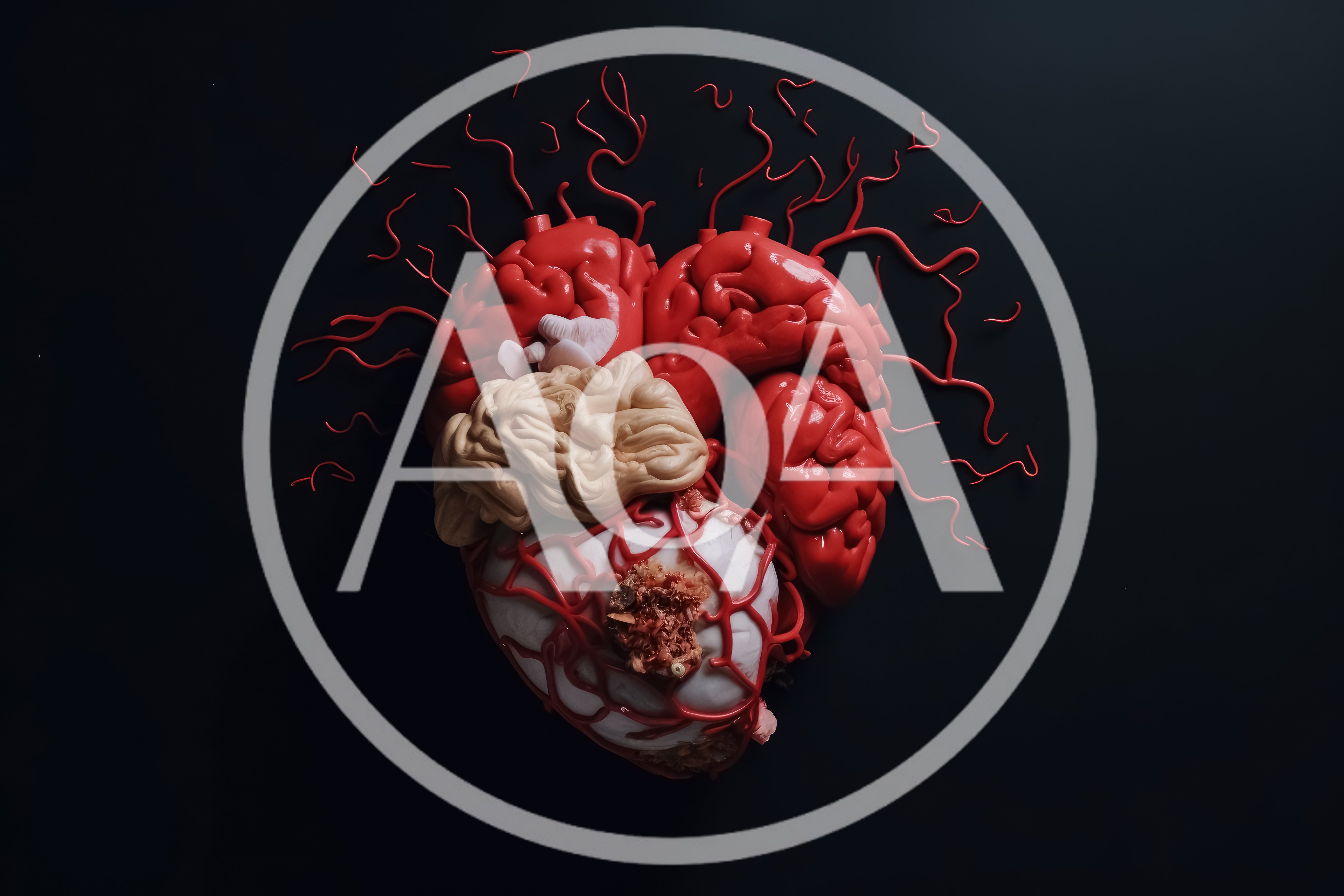Surreal Anatomical Heart Sculpture With Brain Tissue