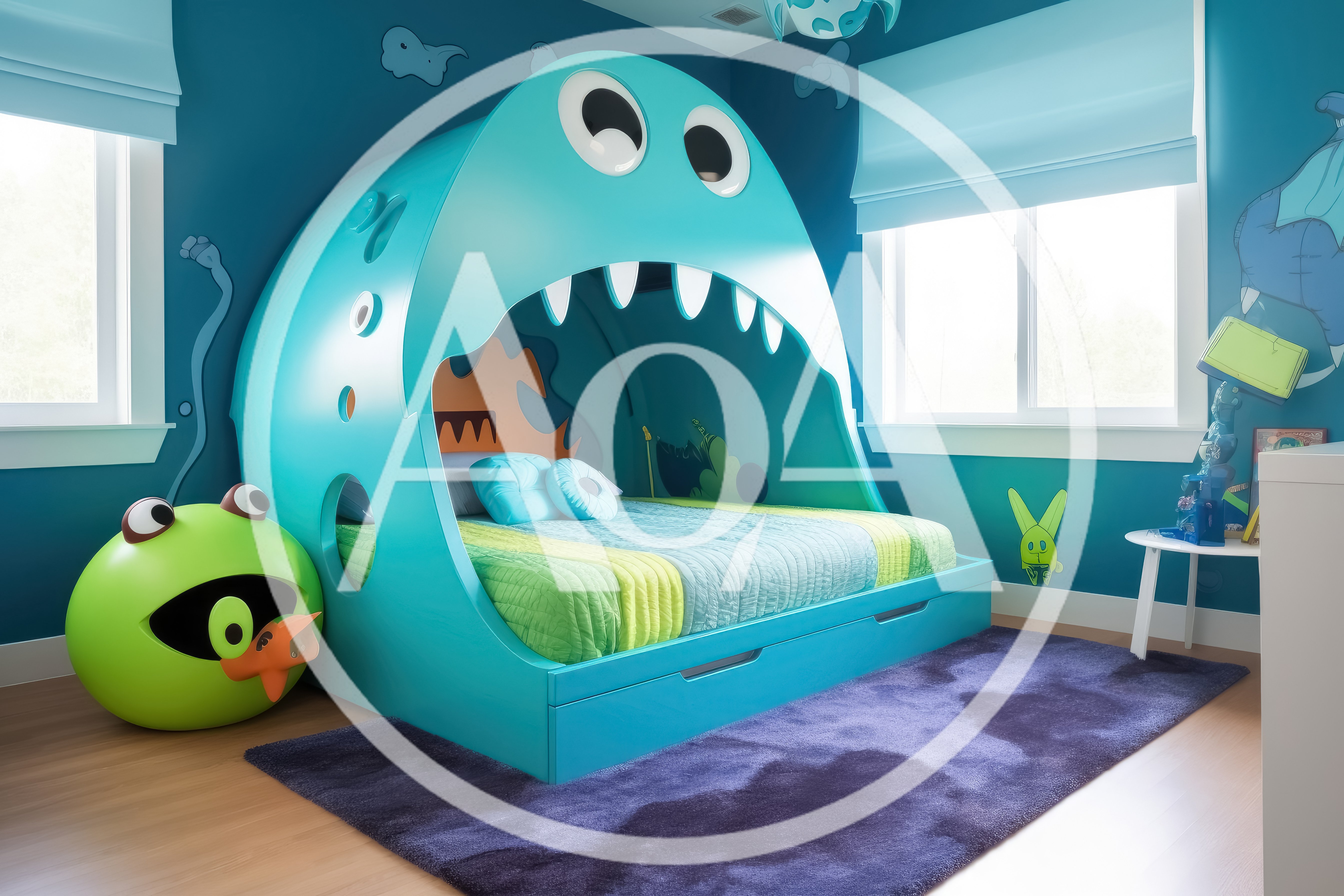 Whimsical Monster Themed Children Bedroom Interior