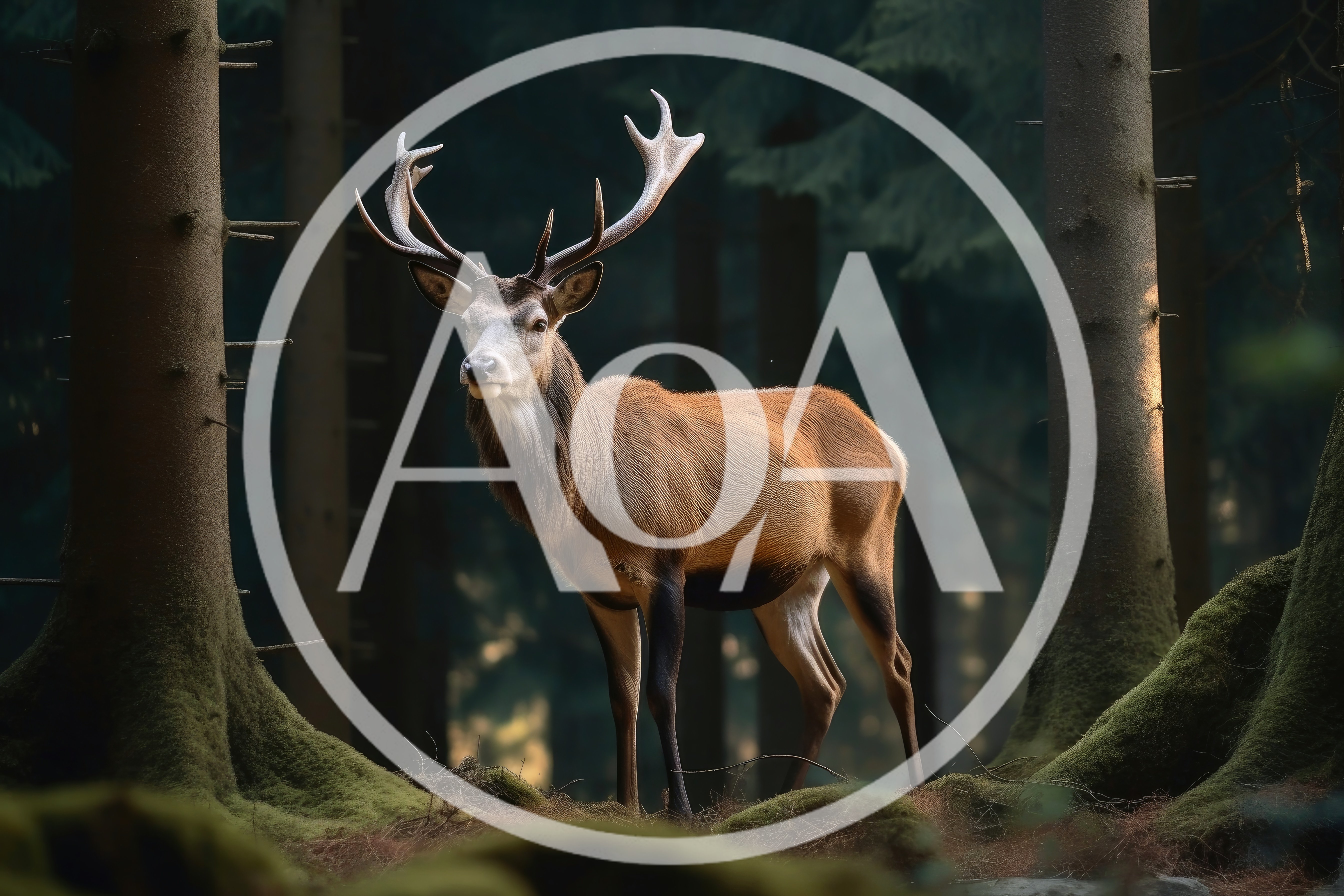 Majestic Red Deer Stag Standing In A Dense Forest