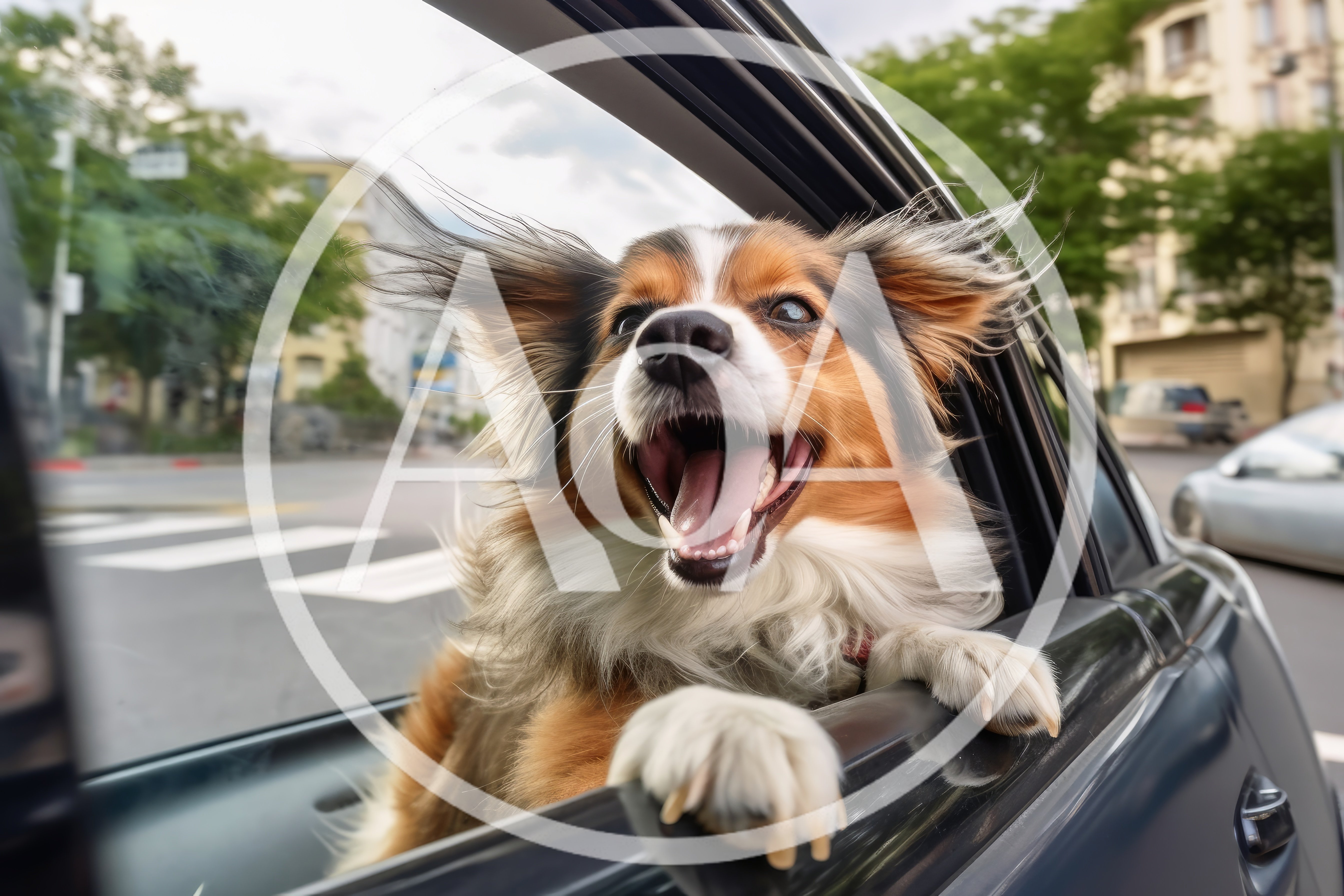 Happy Dog Enjoying The Breeze From A Car Window