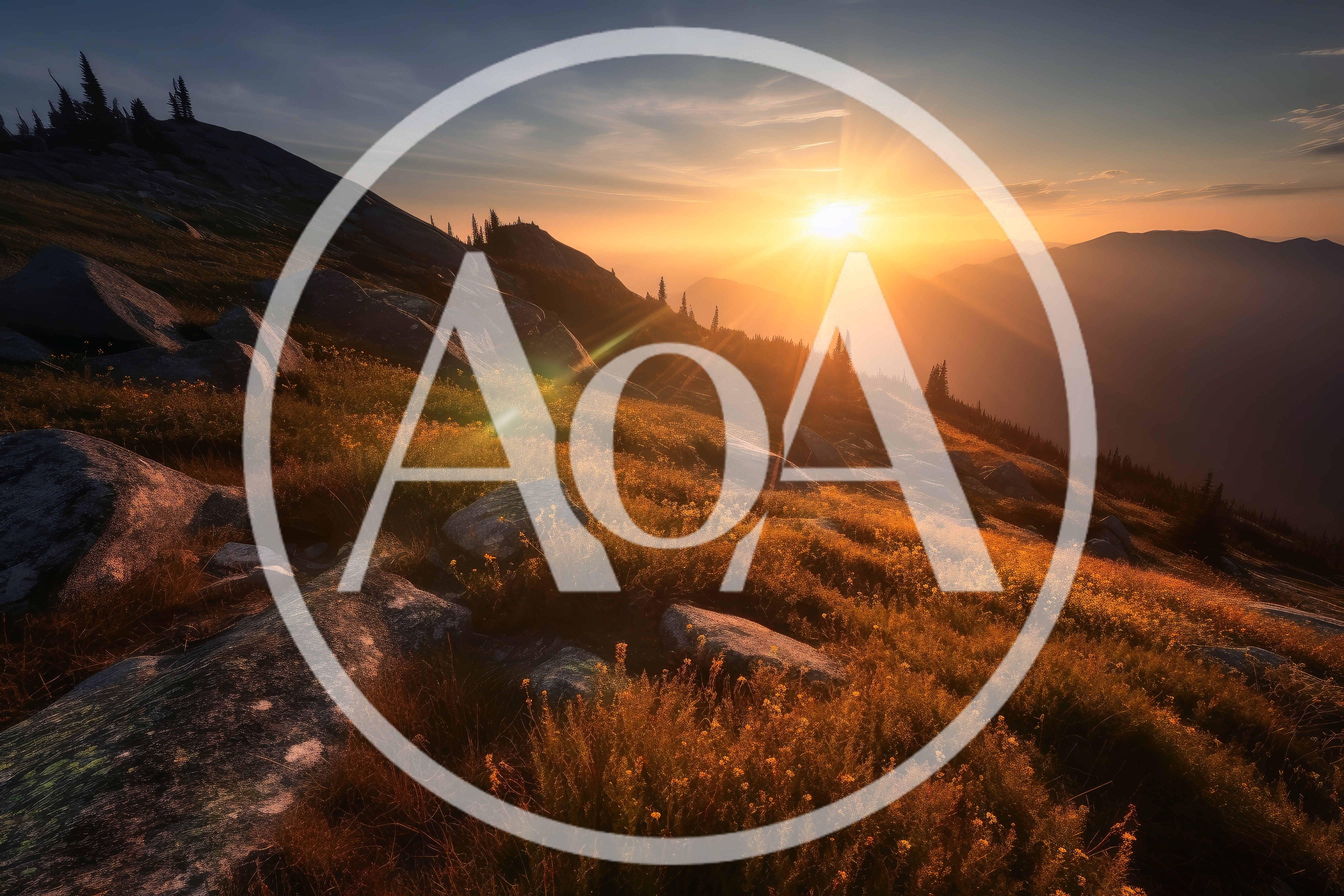 Golden Sunset Over Alpine Mountain Meadow