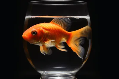Goldfish Swimming Inside A Glass Bowl
