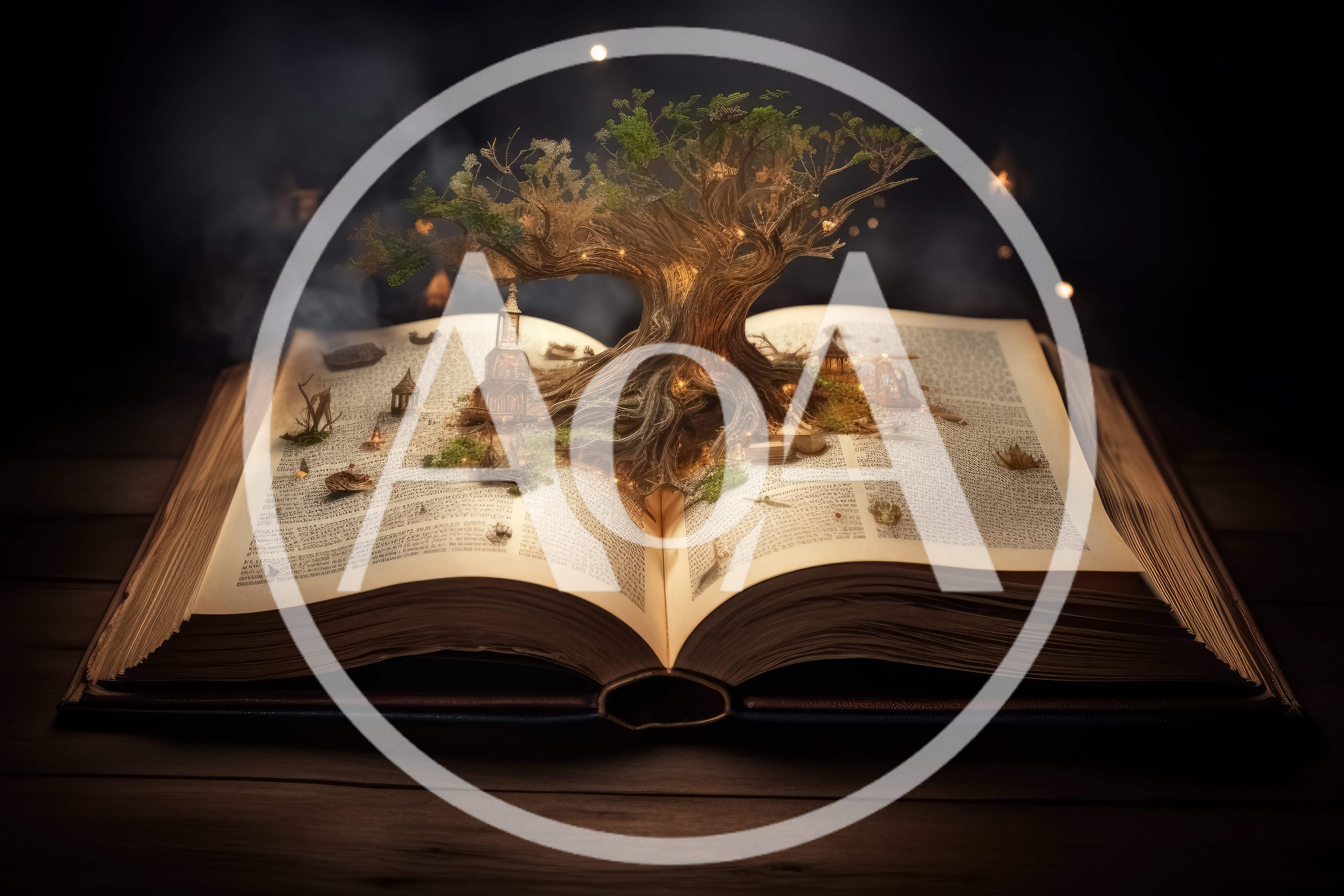 Magical Tree Growing From An Open Antique Book